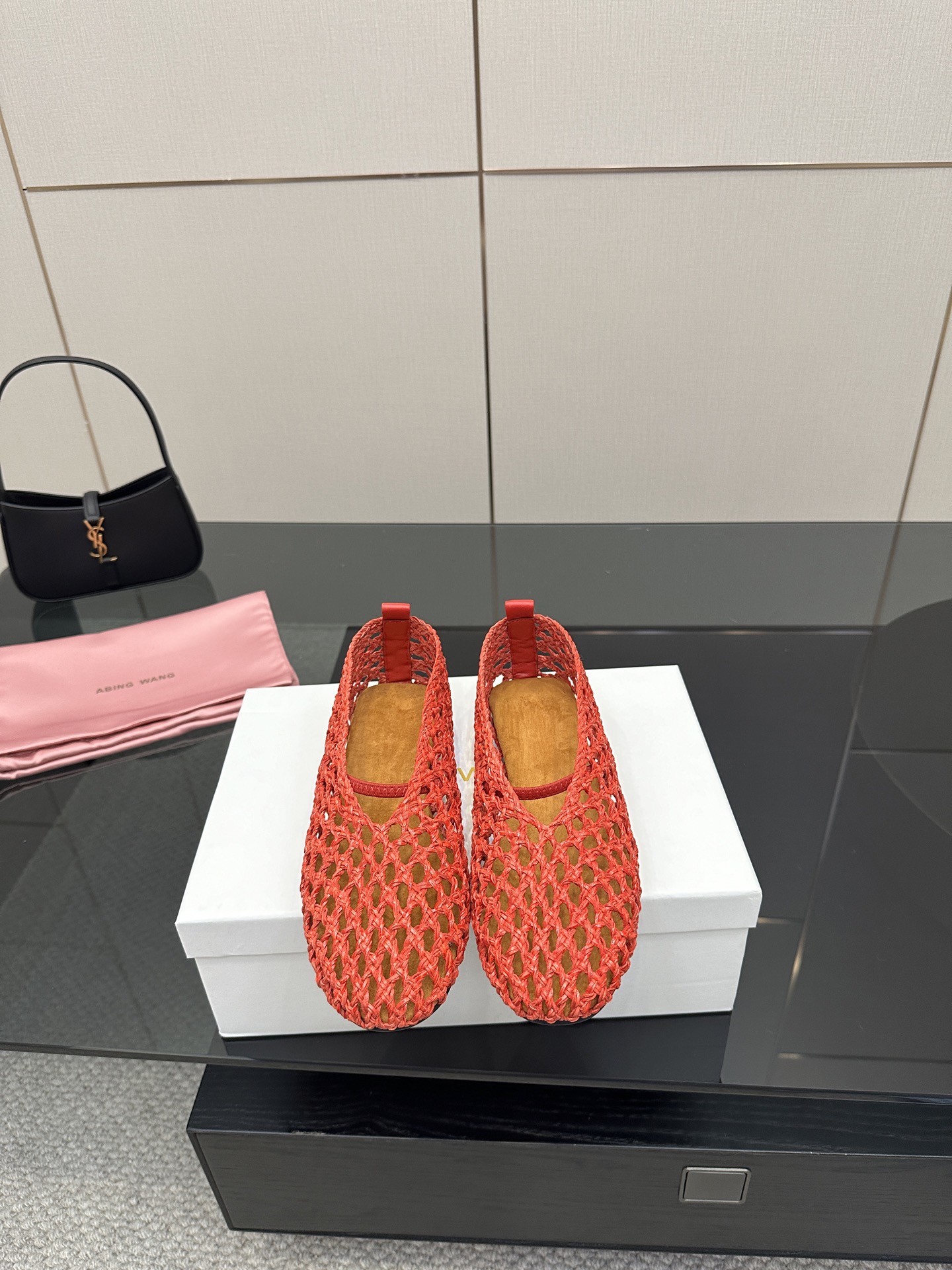 Abing Wang Weaves Sexy Mary Jane Shoes with Crystal Coating.