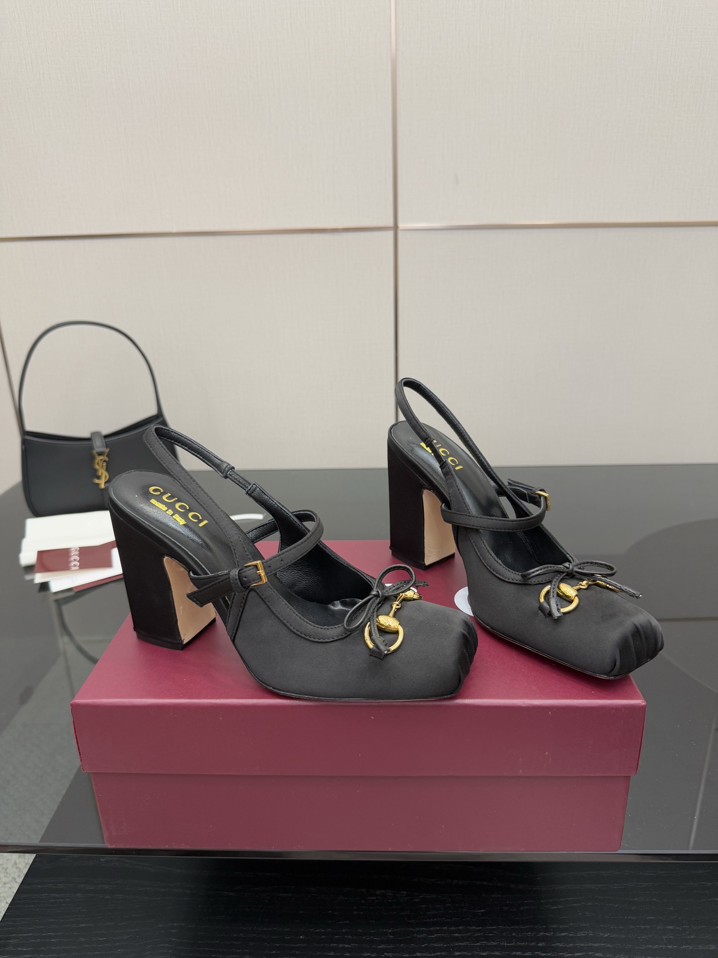 Gucci Women's Horsebit Embellished Heeled Slingback Ballet Pumps