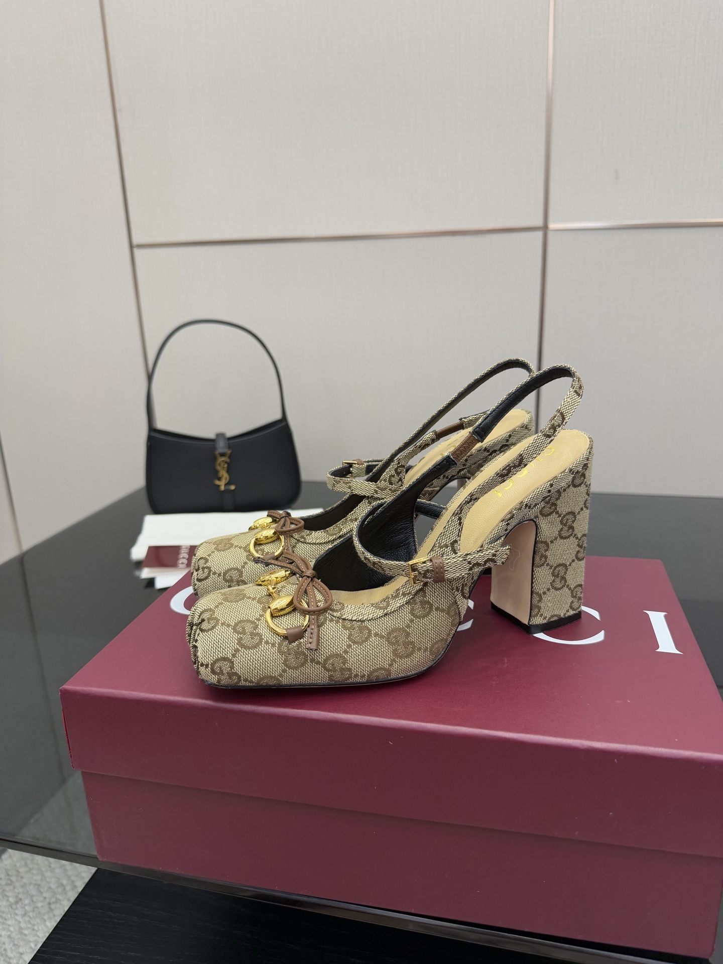 Gucci Horsebit Slingback Heels, Iconic Logo Pattern, 9.5cm Heel Height 4 i1760388968179 7682 0 1