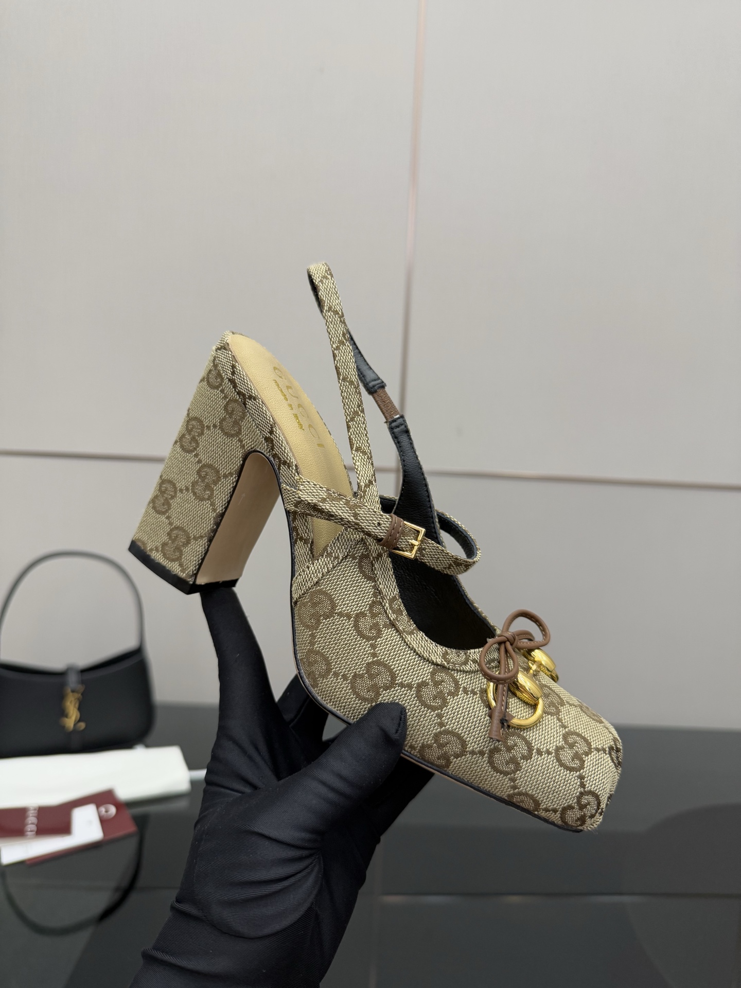 Gucci Horsebit Slingback Heels, Iconic Logo Pattern, 9.5cm Heel Height 8 i1760388968276 8448 0 6