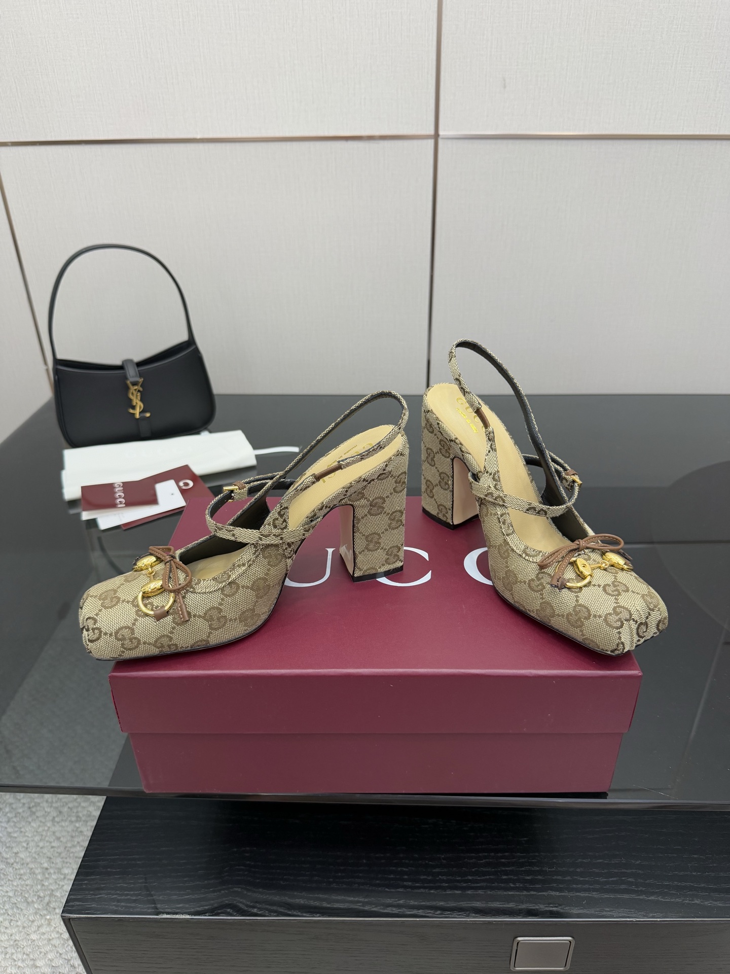 Gucci Horsebit Slingback Heels, Iconic Logo Pattern, 9.5cm Heel Height 5 i1760388968292 9888 0 3