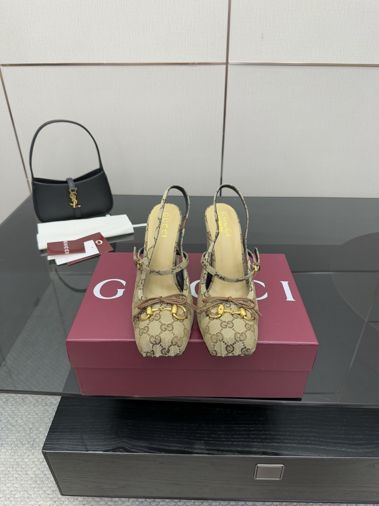 Gucci Horsebit Slingback Heels, Iconic Logo Pattern, 9.5cm Heel Height 3 i1760388970091 9316 0 0