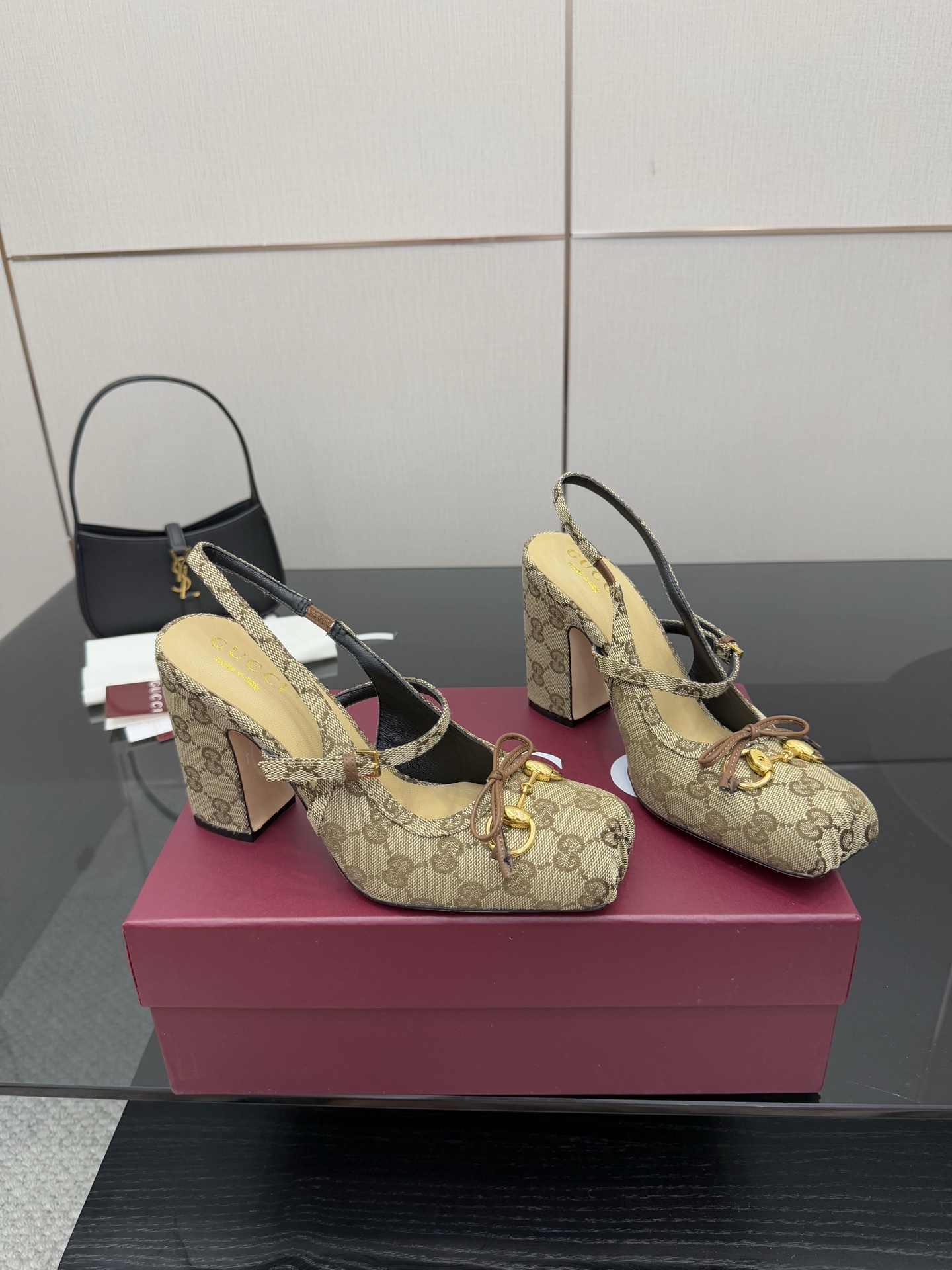 Gucci Horsebit Slingback Heels, Iconic Logo Pattern, 9.5cm Heel Height 2 i1760388970150 4921 0 2