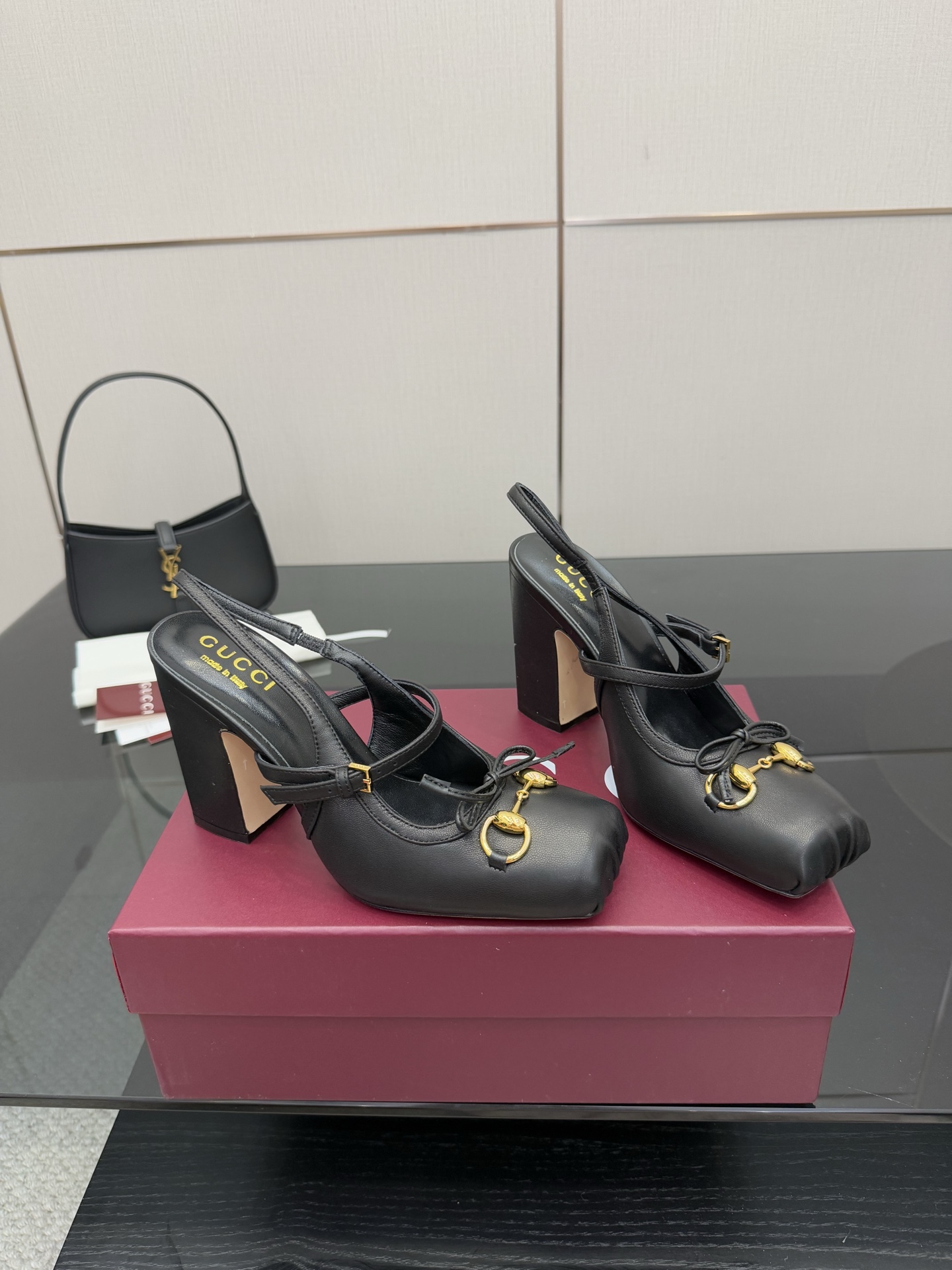 Gucci Women's Black Leather Horsebit Heeled Ballerina Sandals Slingback Pumps 2 i1760389032468 7213 0 2