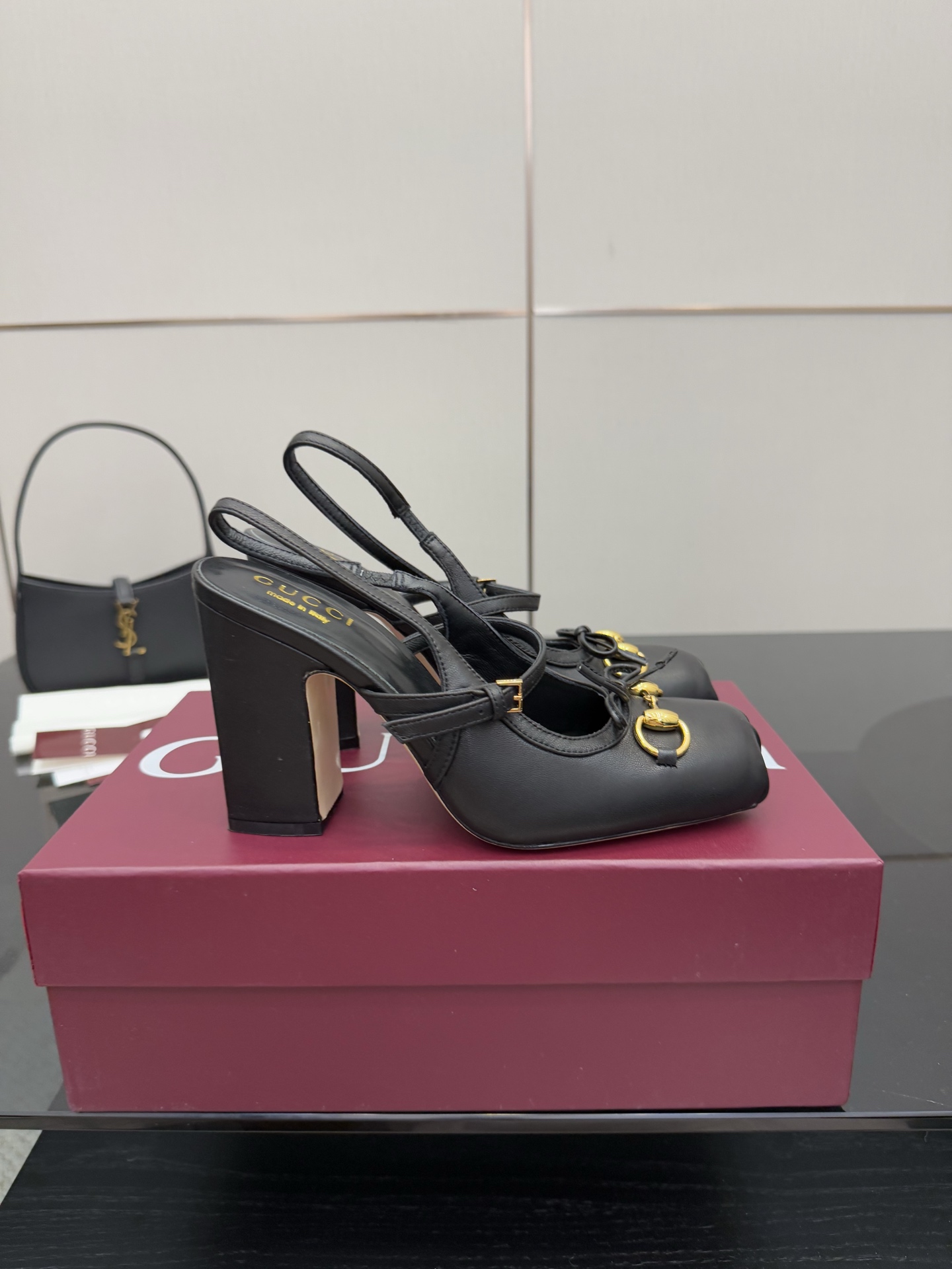 Gucci Women's Black Leather Horsebit Heeled Ballerina Sandals Slingback Pumps 7 i1760389032500 1725 0 5