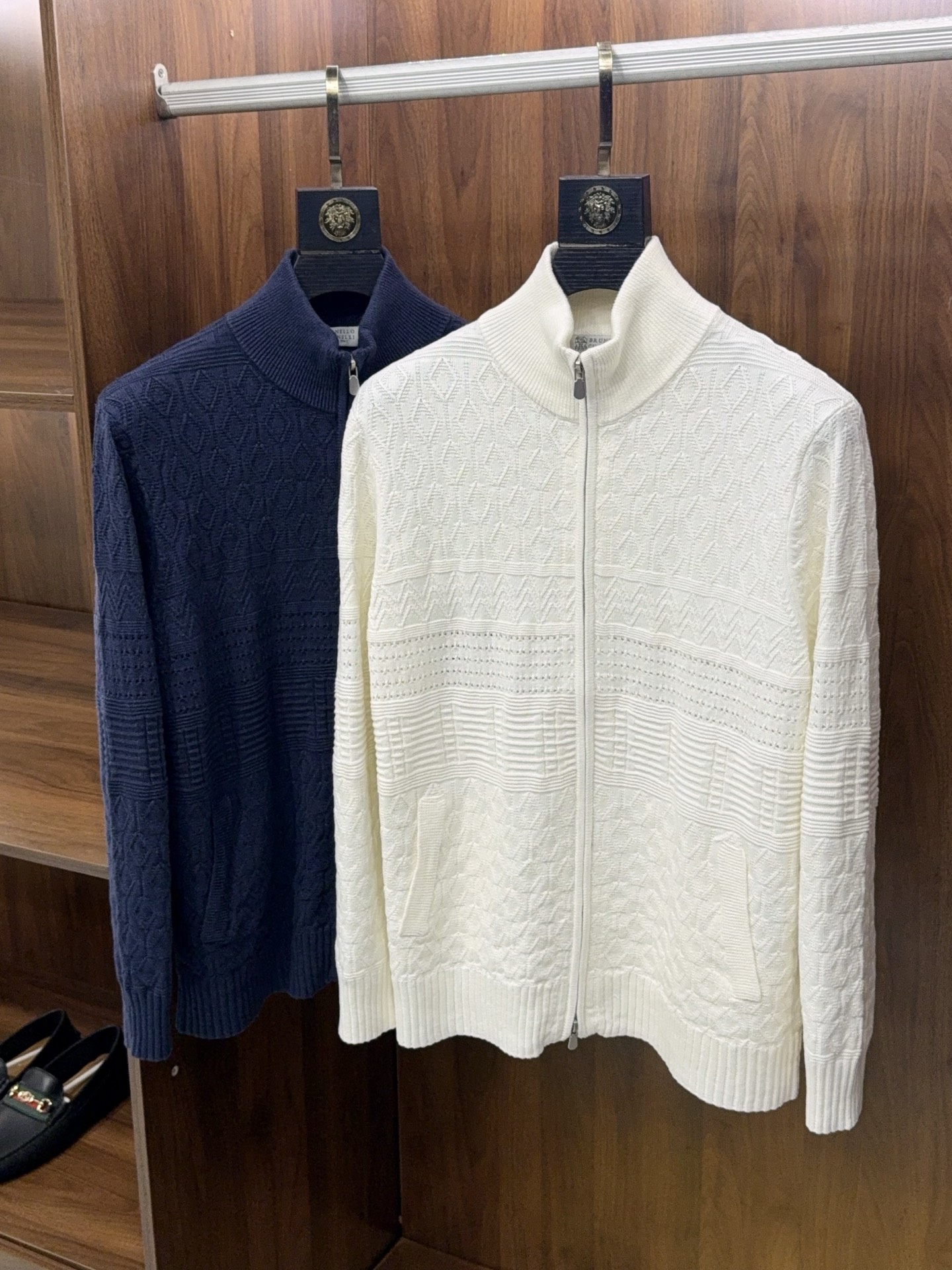 【BC家官网同步更新！特织纺纱棉麻纱线立体提花双拉链款针织外套】男士BC家官网同步款 | 特织棉麻提花双