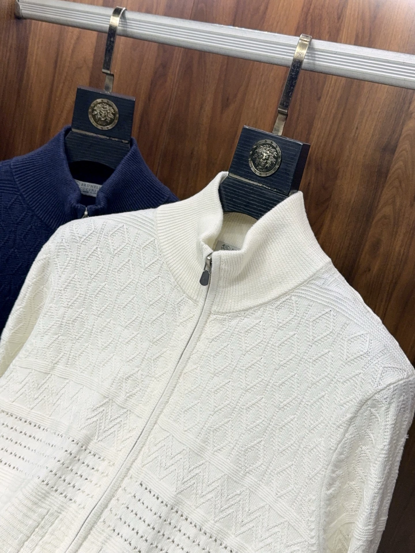 【BC家官网同步更新！特织纺纱棉麻纱线立体提花双拉链款针织外套】男士BC家官网同步款 | 特织棉麻提花双