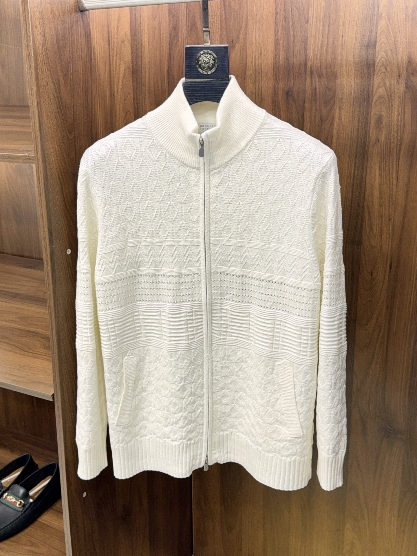 【BC家官网同步更新！特织纺纱棉麻纱线立体提花双拉链款针织外套】男士BC家官网同步款 | 特织棉麻提花双