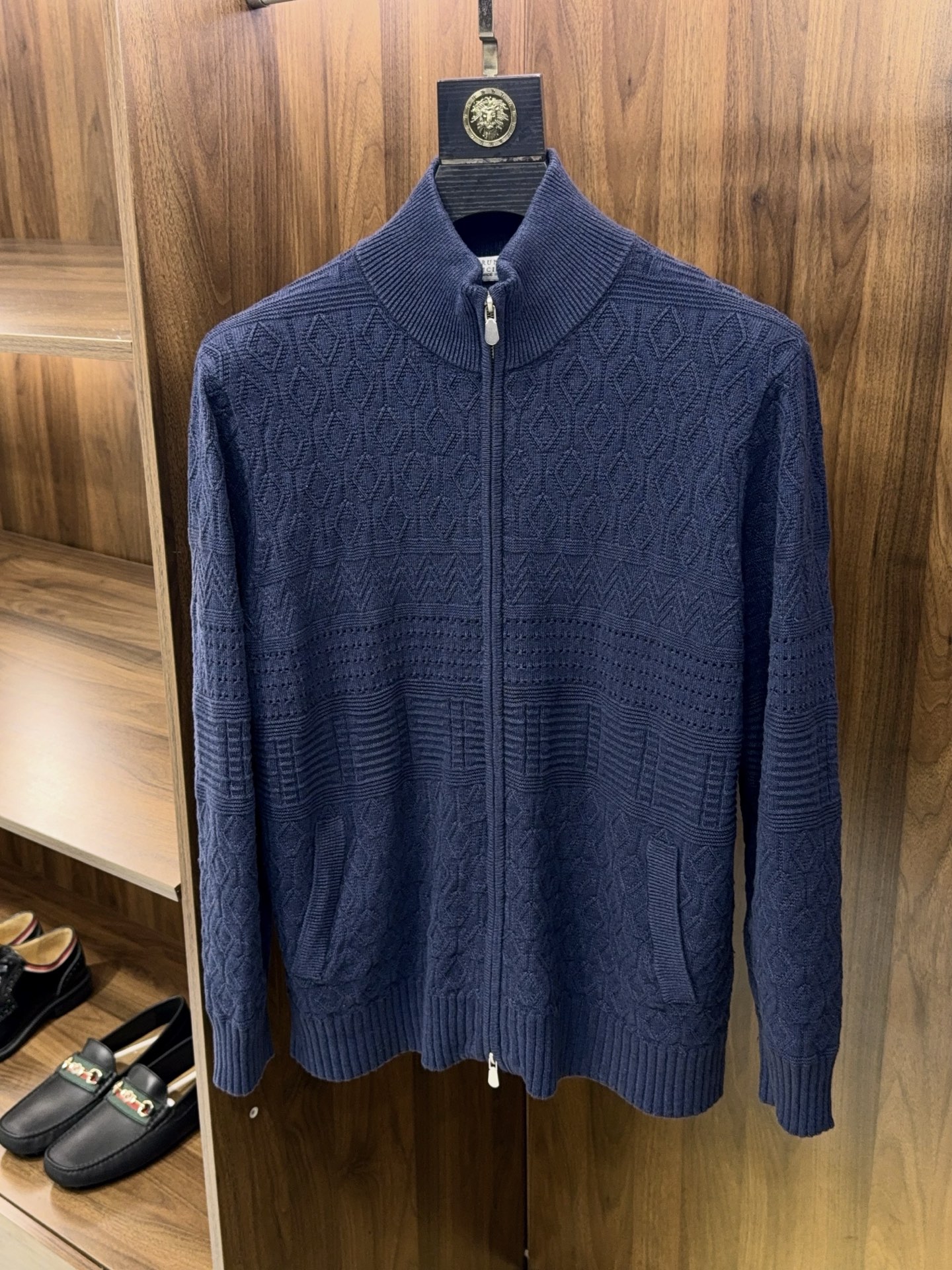 【BC家官网同步更新！特织纺纱棉麻纱线立体提花双拉链款针织外套】男士BC家官网同步款 | 特织棉麻提花双