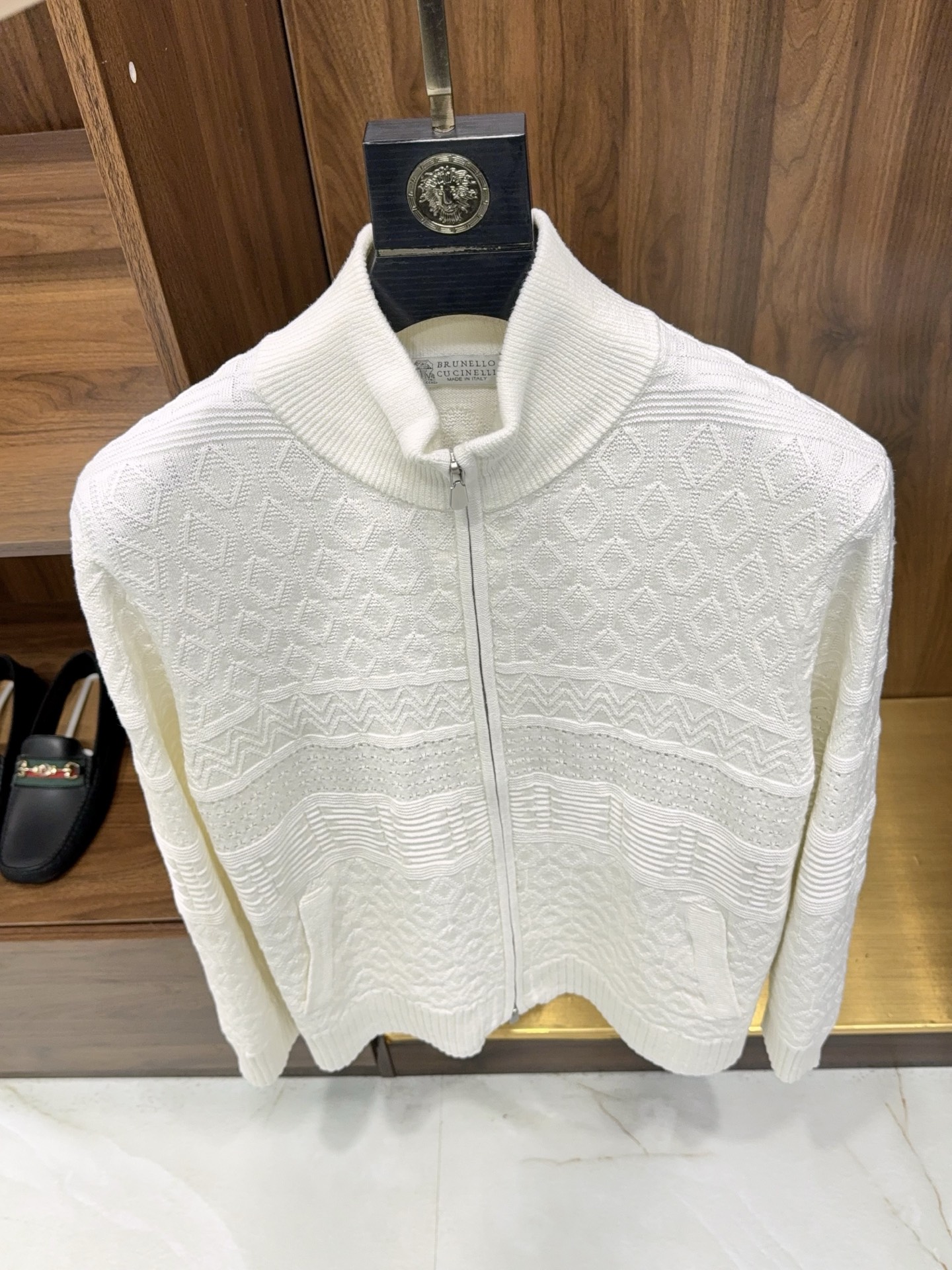 【BC家官网同步更新！特织纺纱棉麻纱线立体提花双拉链款针织外套】男士BC家官网同步款 | 特织棉麻提花双