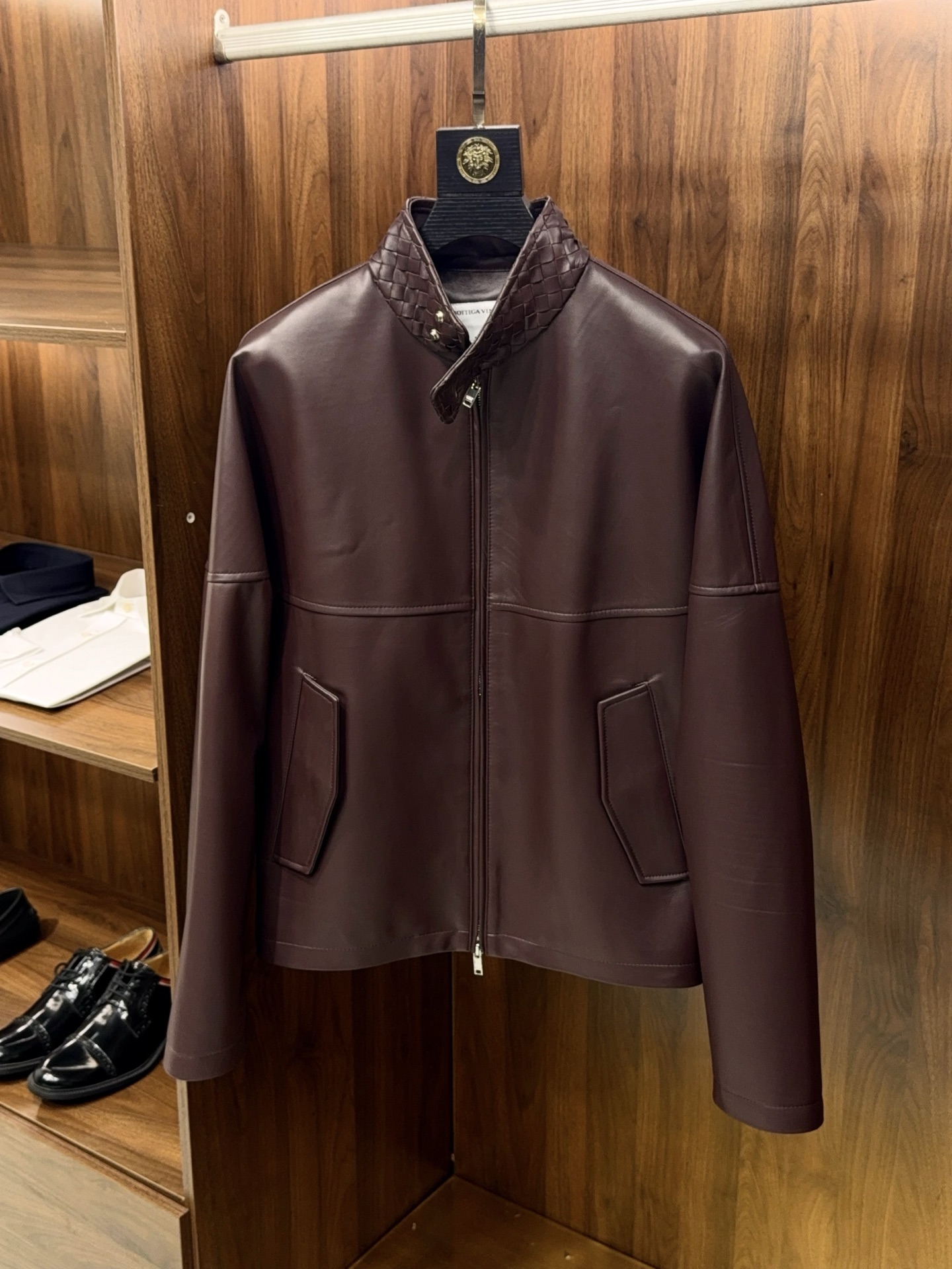 Bottega Veneta Brown Stand Collar Zip Jacket