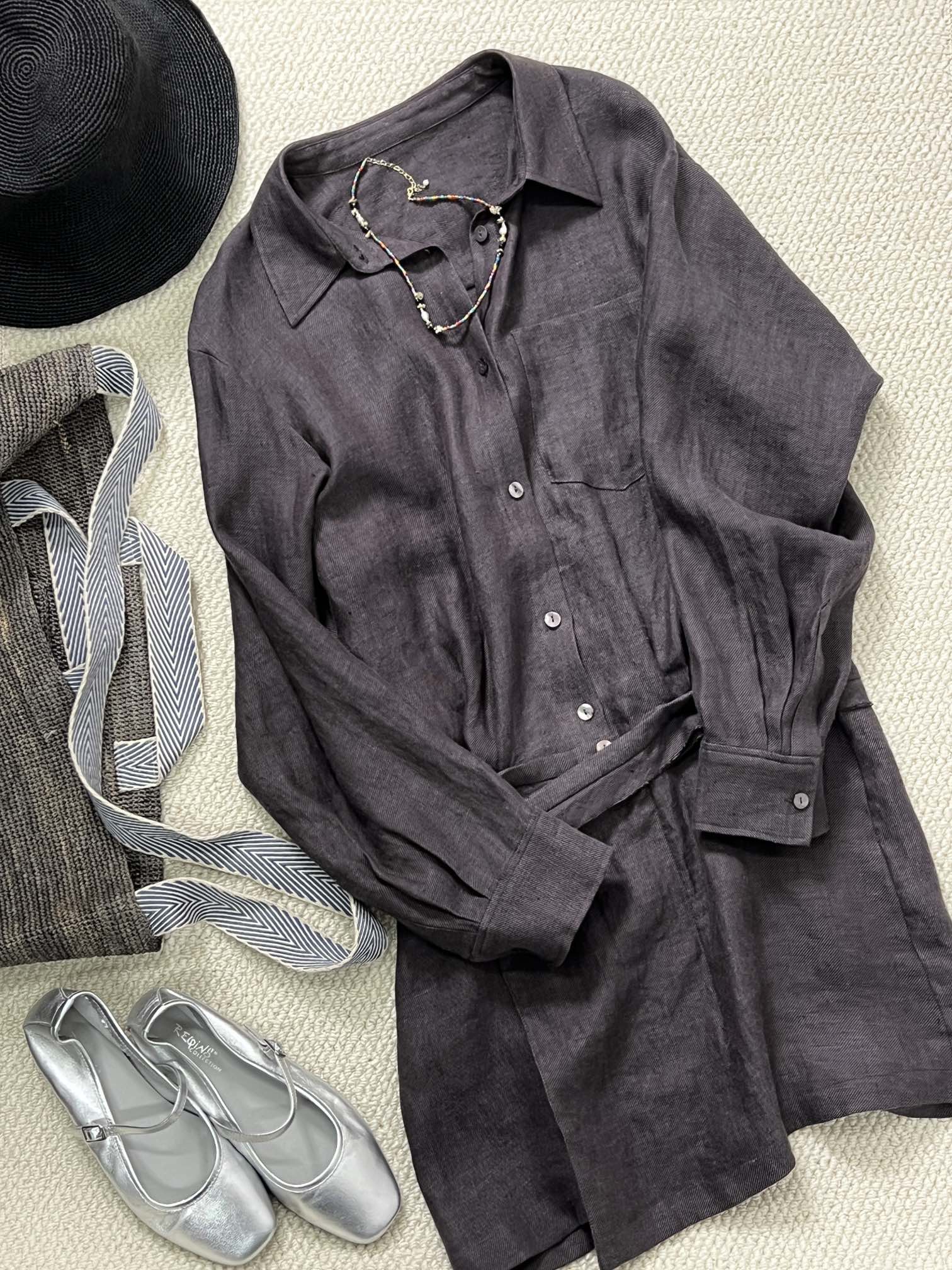 NO:321690,New product sharing [SS25 HEMP | Double Hemp Dress] 55 Hanhe 45 linen breathing weaving, the belt light bundle outlines the curve of awakening in the morning mist, the double hemp blend matrix, the air-absorbing linen is 3.2°C lower than that of pure cotton, which is a must-have for spring and summer. The one-piece structure has hidden mystery, forming a golden droop ratio from the shoulder line to the hem of the skirt!  sml, skirts, gold,alexander wang19860909新品分享【SS25 HEMP | 双麻连身裙】55汉麻45亚麻呼吸织造,腰带轻束勾勒晨雾中苏醒的曲线,双麻混纺矩阵,汉麻吸湿亚麻透气体感温差较纯棉低3.2°C更是春夏必备.连身结构暗藏玄机,从肩线至裙摆形成黄金垂坠比！ sml,,skirts,gold,alexander wang,Women's clothing