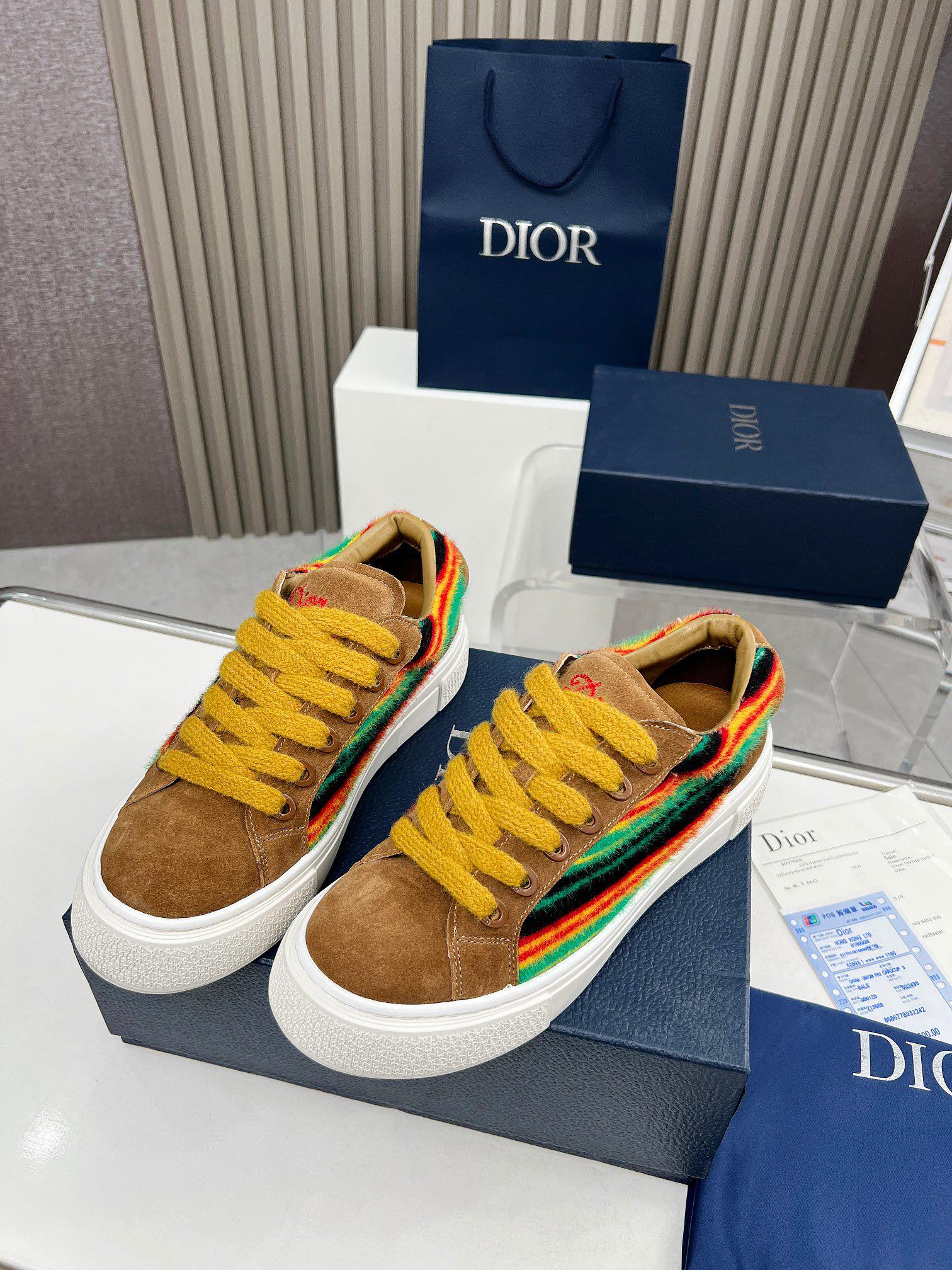 Precio real de fábrica $ DIOR Dior B33 deportivas de piel de vacuno lisa negra y parte superior con 
