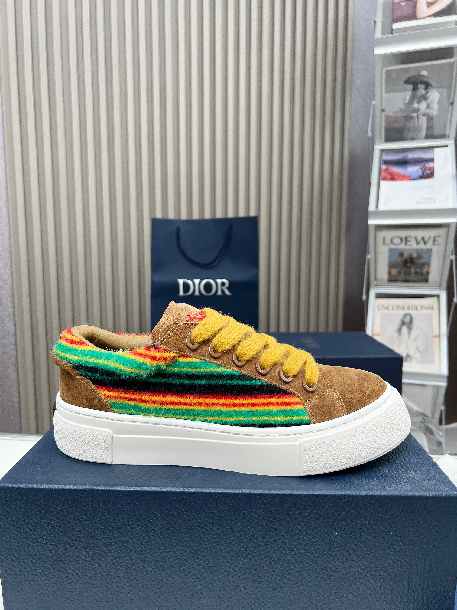 Precio real de fábrica $ DIOR Dior B33 deportivas de piel de vacuno lisa negra y parte superior con 