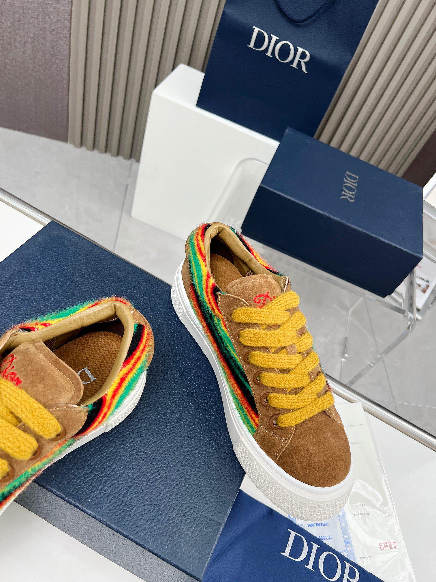 Precio real de fábrica $ DIOR Dior B33 deportivas de piel de vacuno lisa negra y parte superior con 
