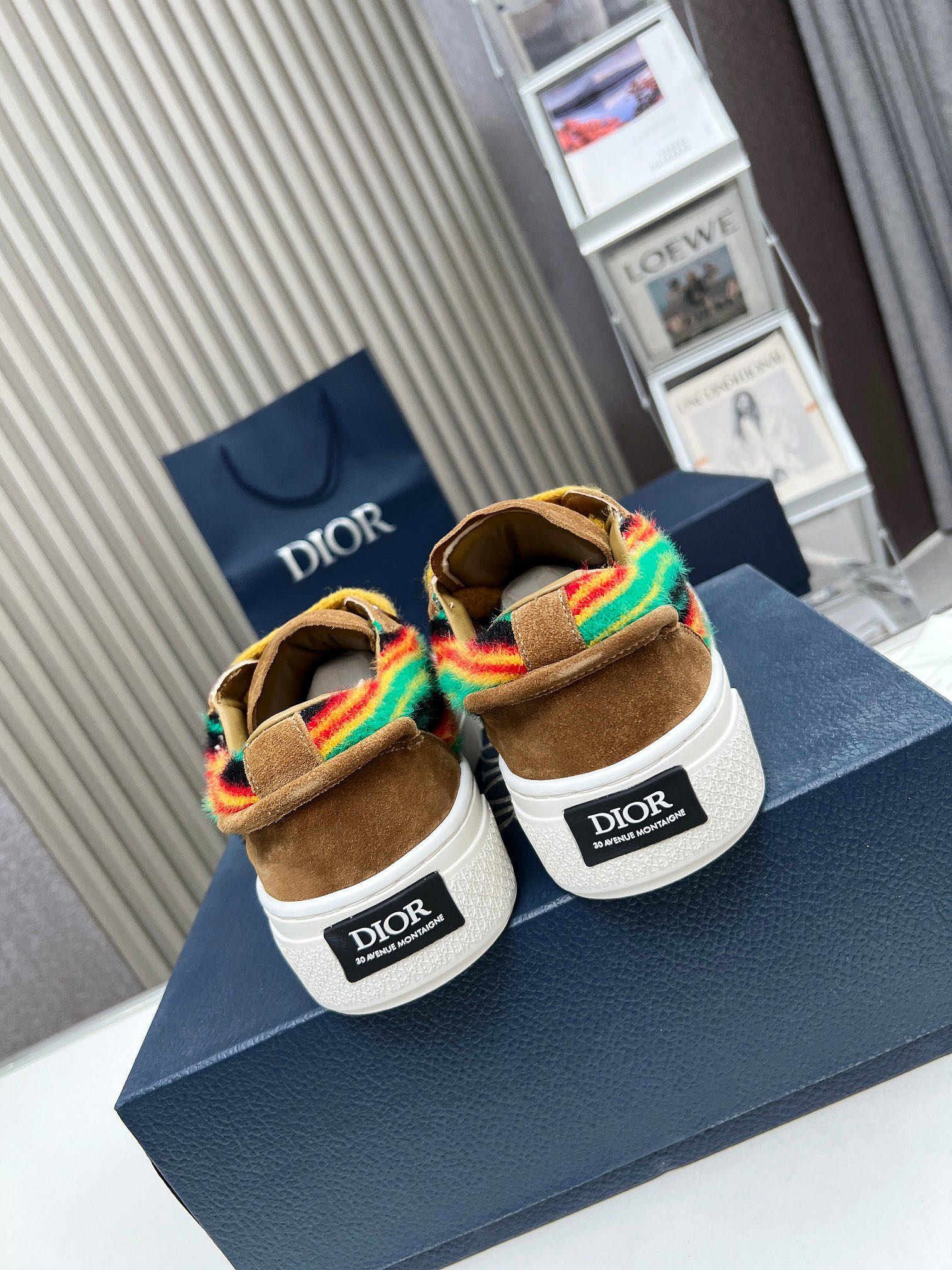 Precio real de fábrica $ DIOR Dior B33 deportivas de piel de vacuno lisa negra y parte superior con 