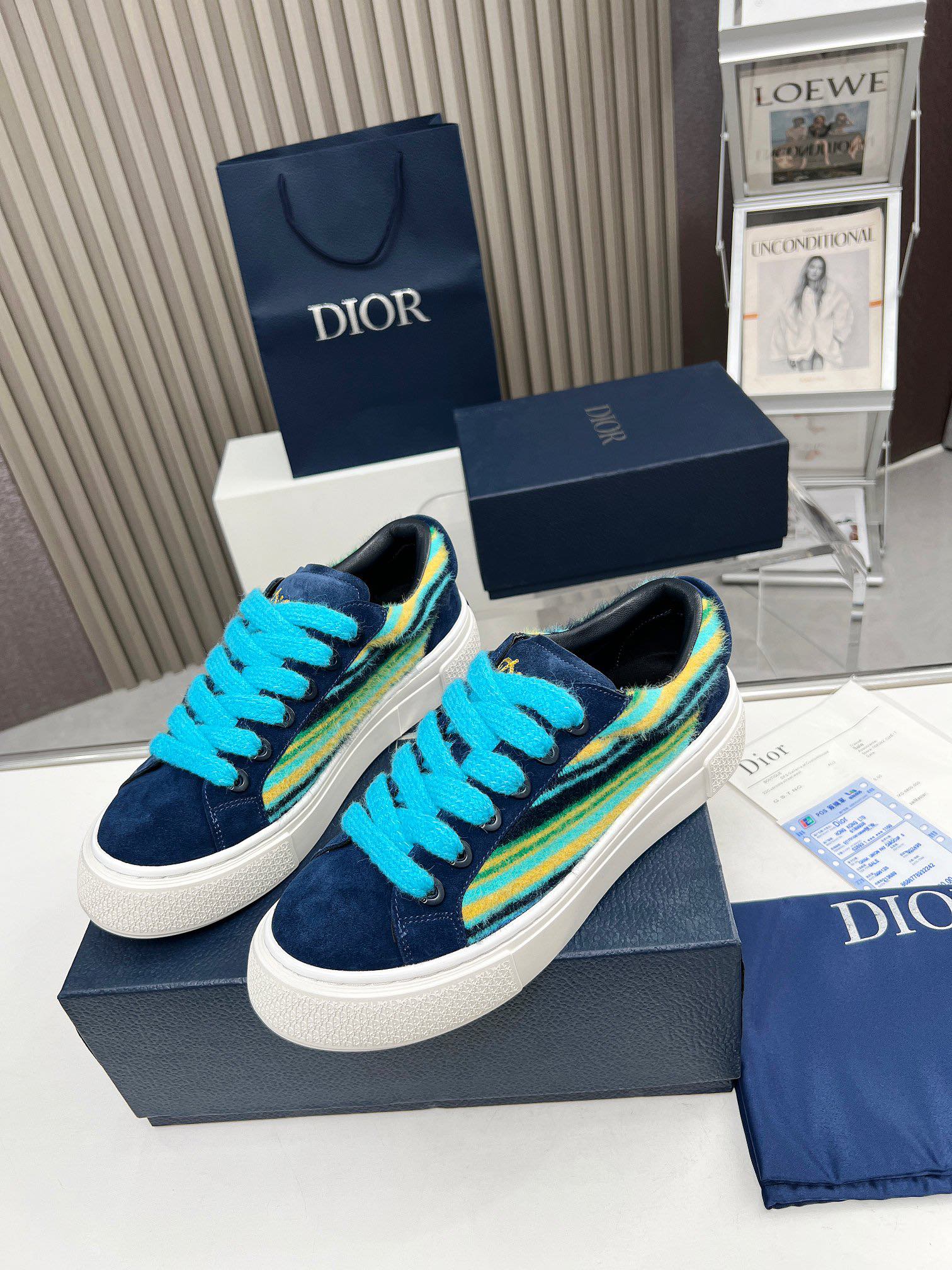Precio real de fábrica $ DIOR Dior B33 deportivas de piel de vacuno lisa negra y parte superior con 