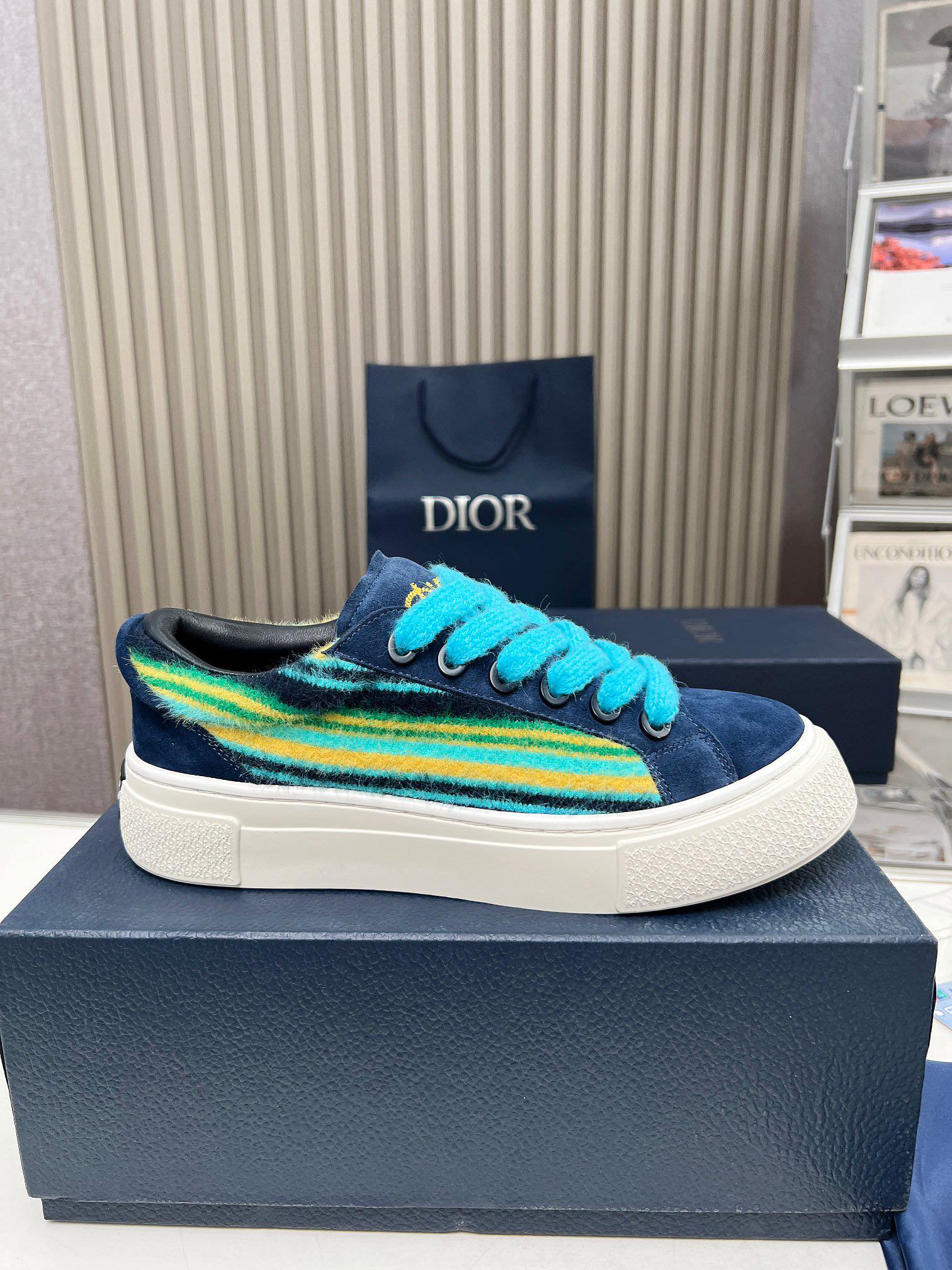 Precio real de fábrica $ DIOR Dior B33 deportivas de piel de vacuno lisa negra y parte superior con 
