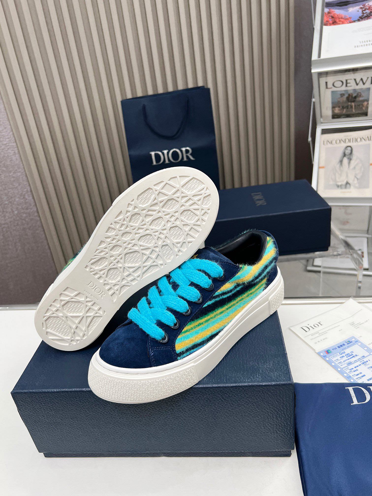 Precio real de fábrica $ DIOR Dior B33 deportivas de piel de vacuno lisa negra y parte superior con 