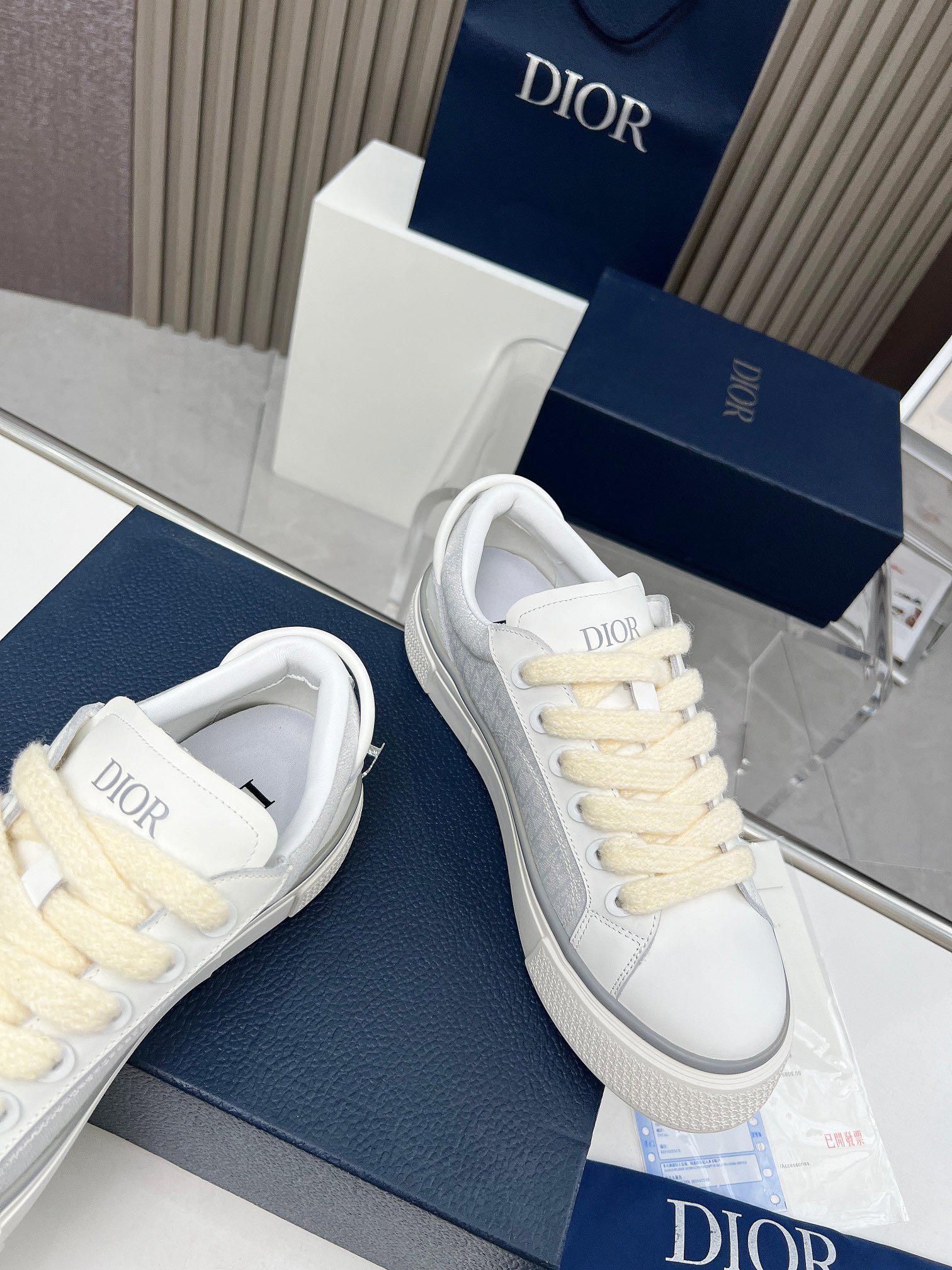Precio real de fábrica $ DIOR Dior B33 deportivas de piel de vacuno lisa negra y parte superior con 