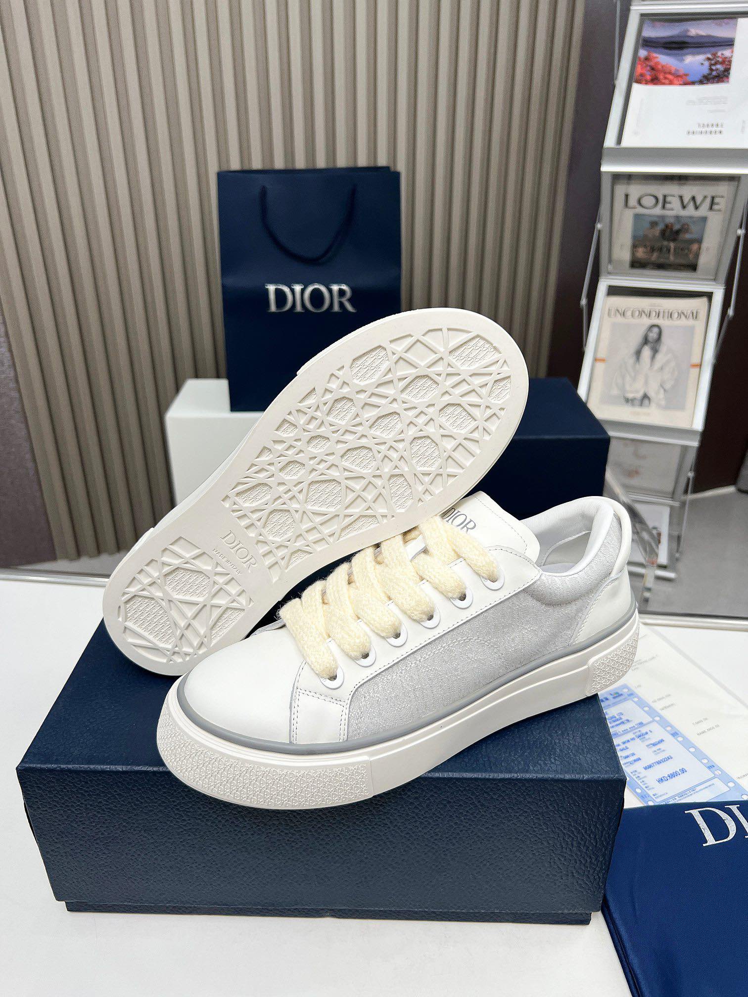 Precio real de fábrica $ DIOR Dior B33 deportivas de piel de vacuno lisa negra y parte superior con 