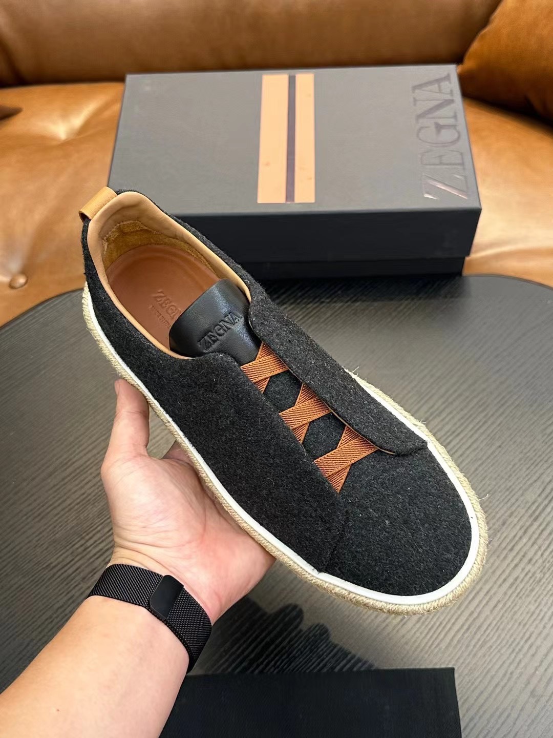 Real $ Zegna Casual Sneakers Confeccionadas en piel de vacuno flexible y ante, estas deportivas baja