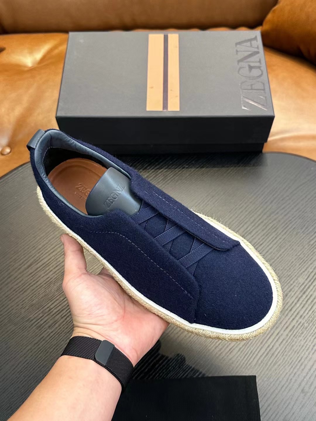 Real $ Zegna Casual Sneakers Confeccionadas en piel de vacuno flexible y ante, estas deportivas baja