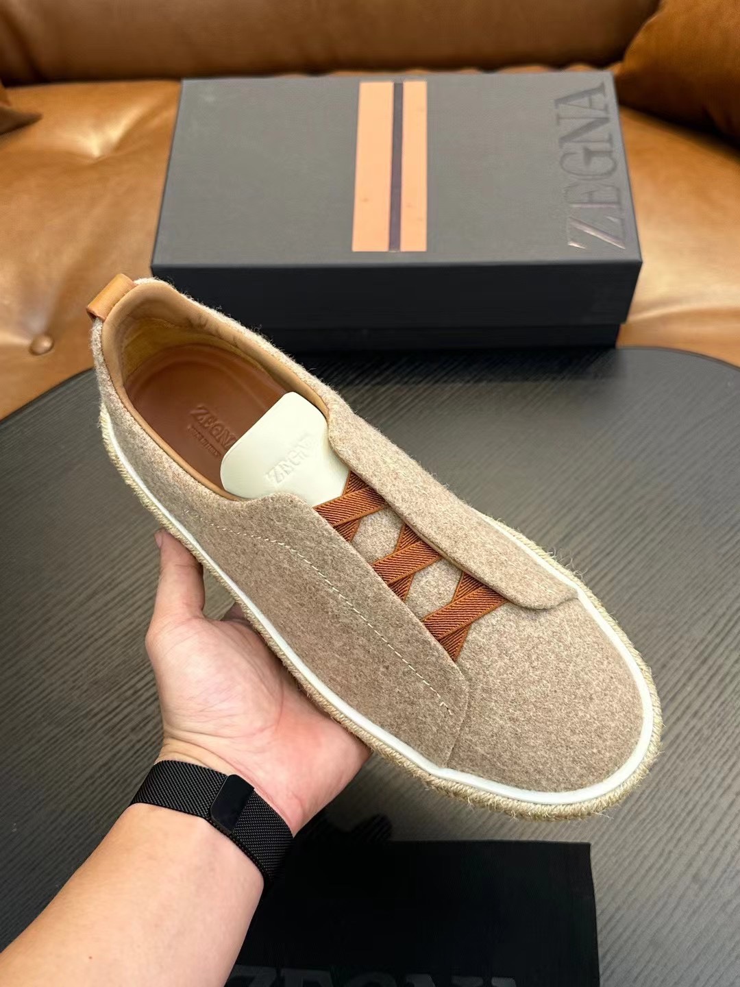 Real $ Zegna Casual Sneakers Confeccionadas en piel de vacuno flexible y ante, estas deportivas baja