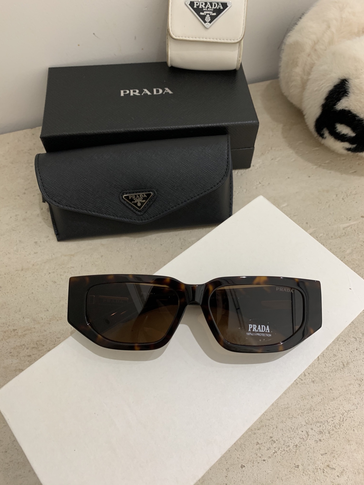 PRADA Sunglasses Acetate Tortoiseshell Square