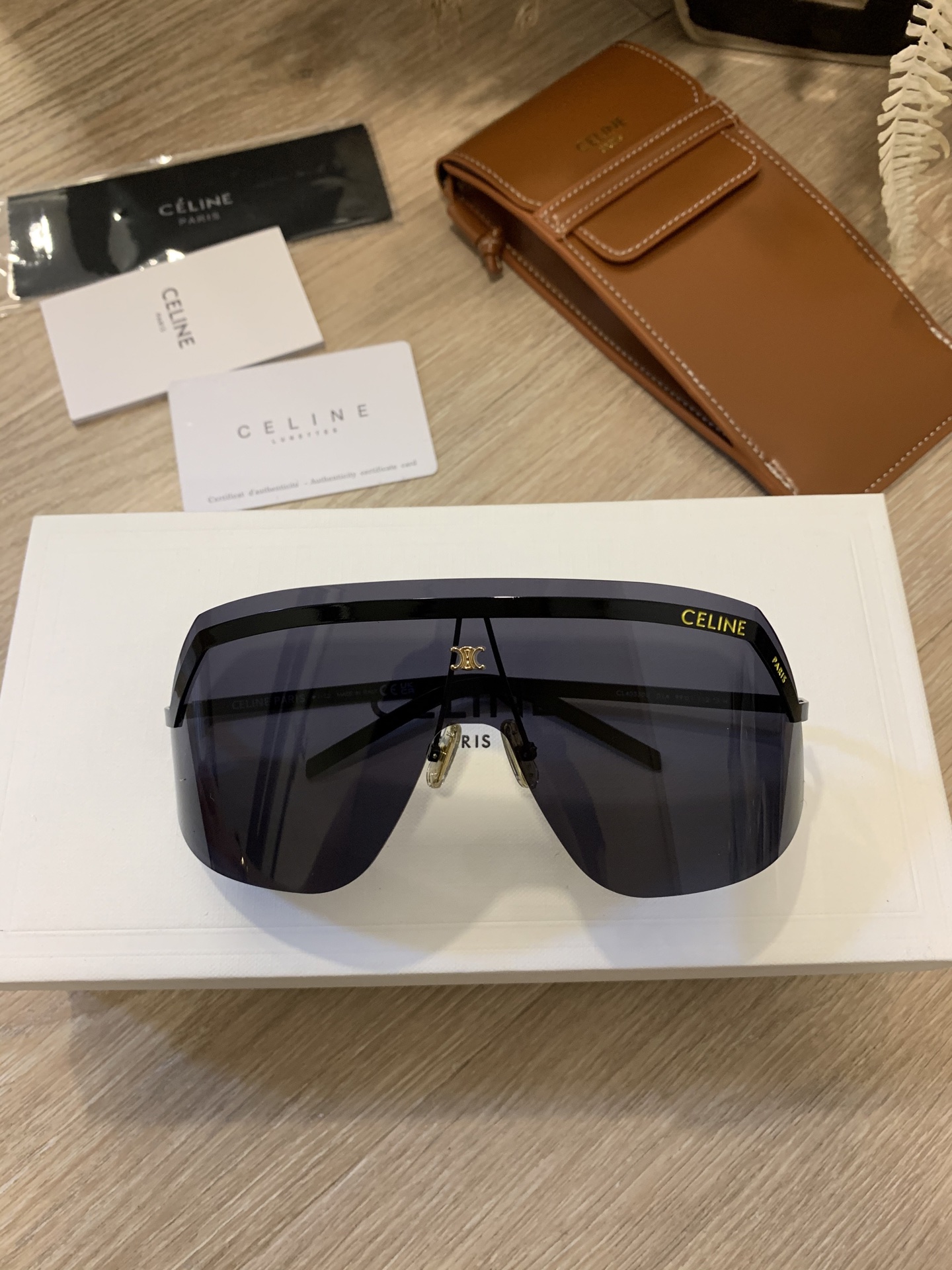 CELINE Sunglasses Acetate Rimless Sport Style