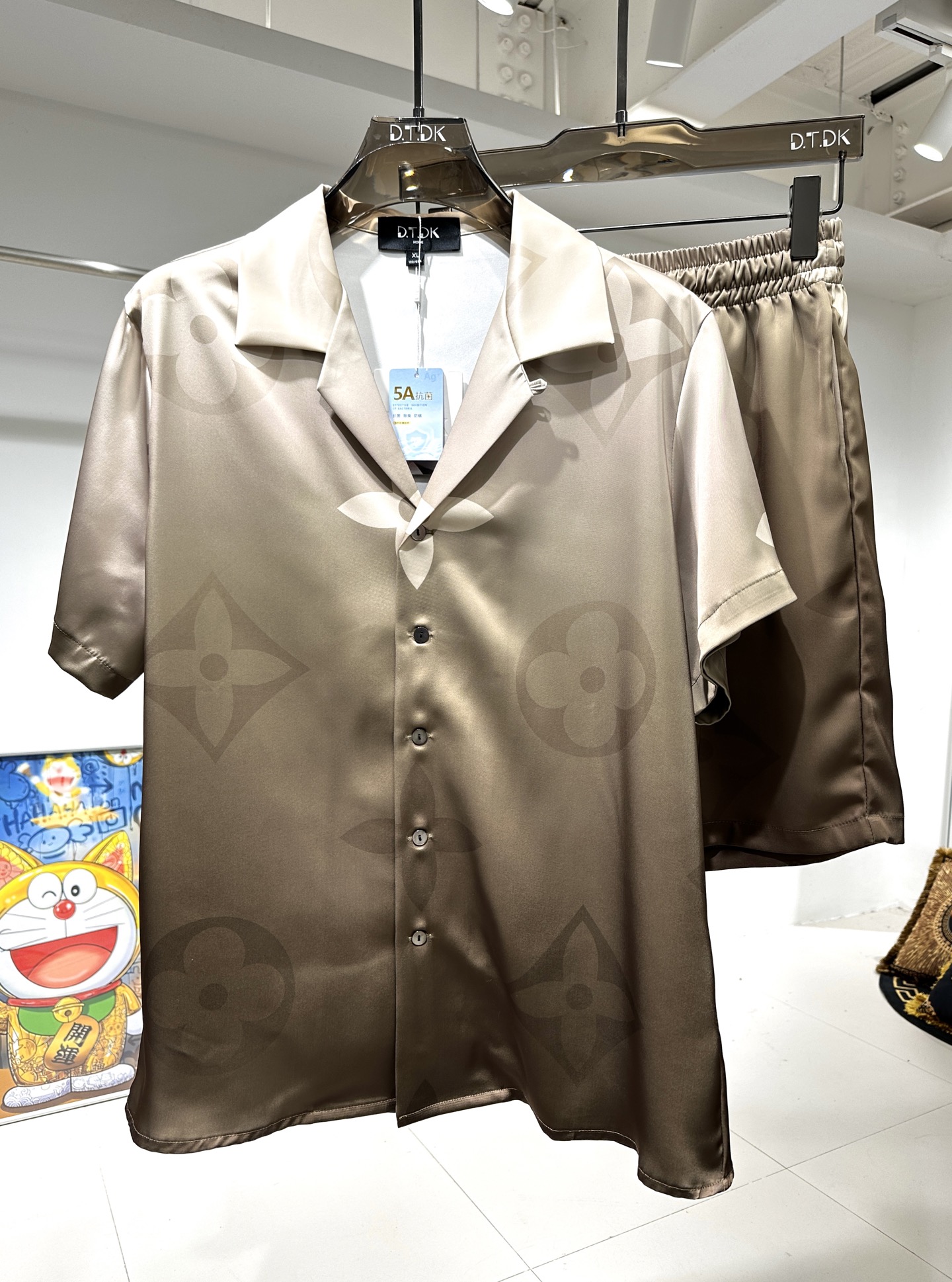 Luxe Dames Kleding Set - 1V Logo Bloem Bloemen Zijden, Rose Gold - Comfortabele Pasvorm