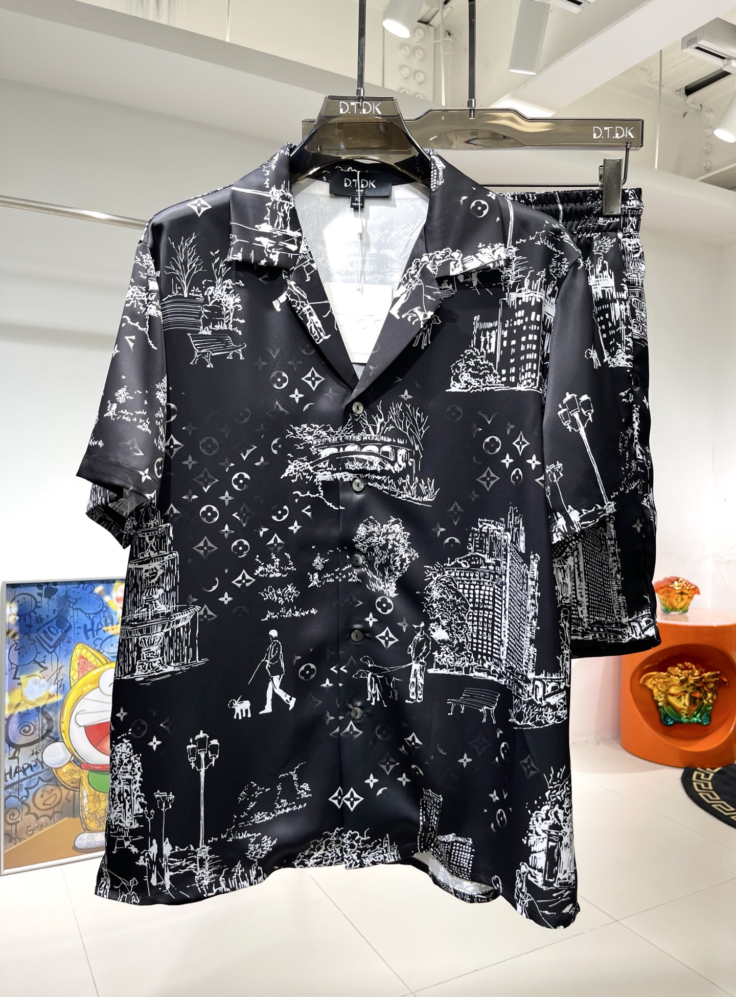 D.T.D.K. Cityscape Print Shirt Set - Silk Feel, Comfortable Fit 2 i1745041465387 9133 0 0