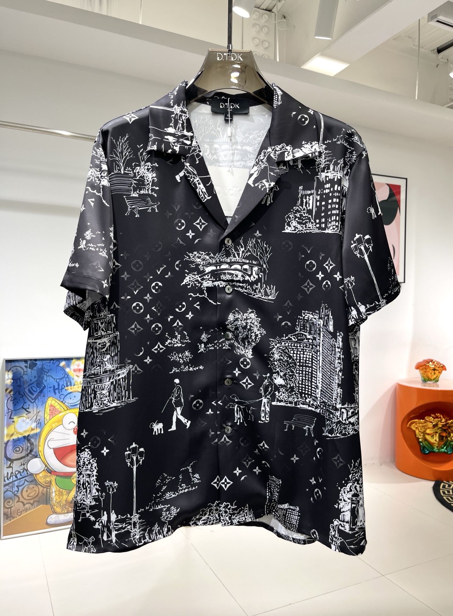 D.T.D.K. Cityscape Print Shirt Set - Silk Feel, Comfortable Fit 3 i1745041465521 7532 0 1