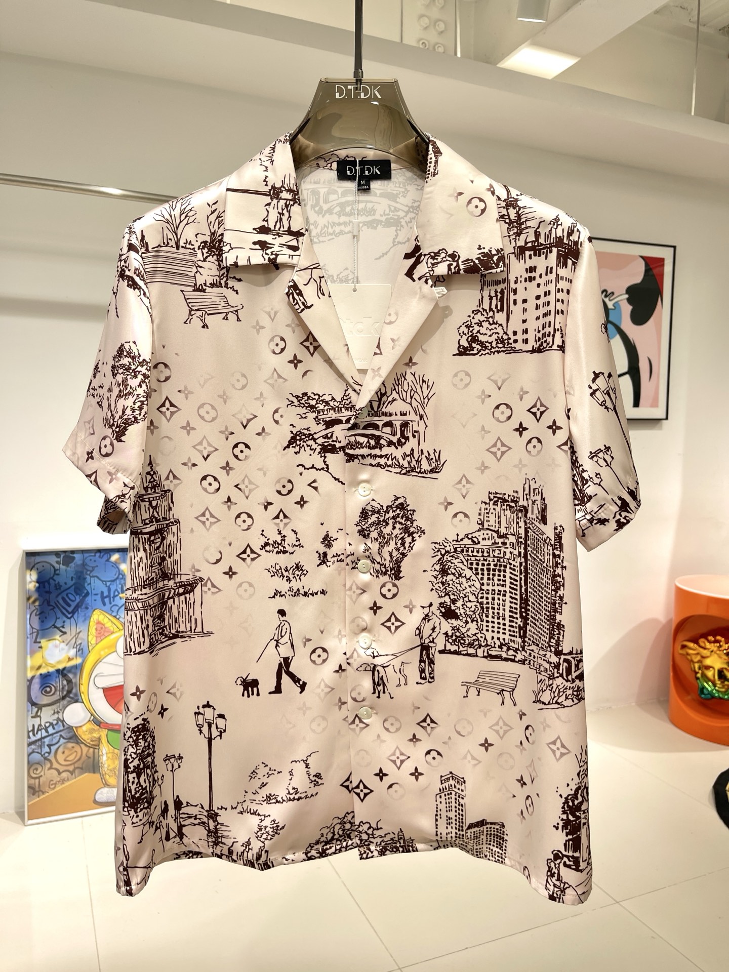 Men's Cityscape Print Shirt & Shorts Set - Luxury Satin Loungewear 3 i1747723009504 9054 0 1