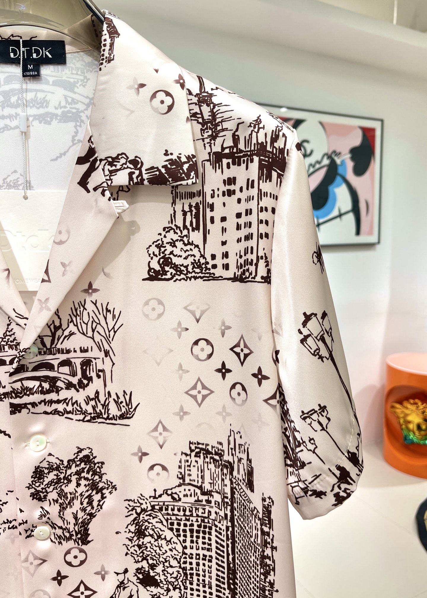 Men's Cityscape Print Shirt & Shorts Set - Luxury Satin Loungewear 5 i1747723009559 5297 0 3