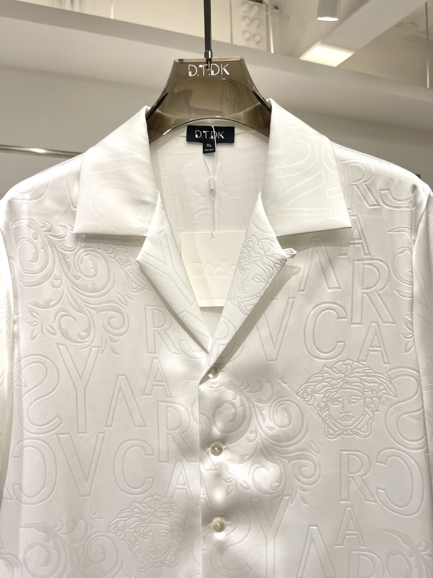 Versace Embossed Silk Shirt Set, Short Sleeve Button-Down, Luxurious Fabric 4 i1748327893759 1866 0 2
