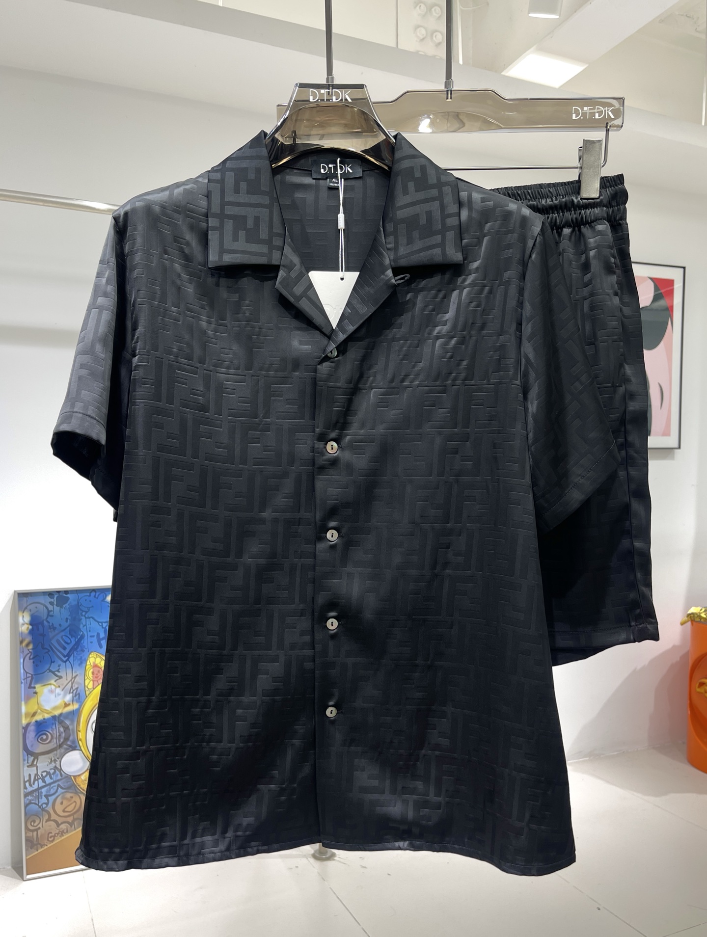 FF Embossed Rose Satin Shirt Set - Luxurious Plant Fiber Fabric Custom Made 2 i1749283010962 4918 0 0