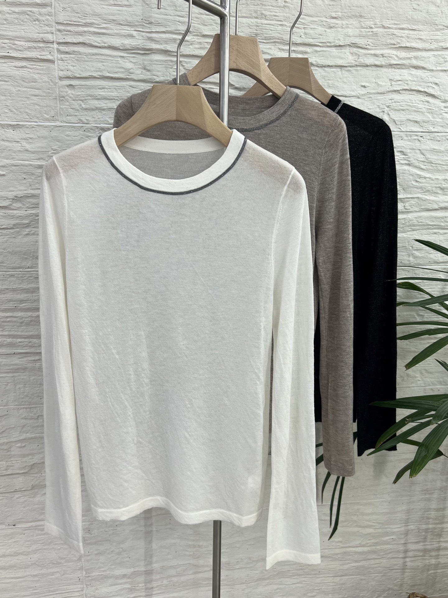 Round Neck Thin Knitted Top Long Sleeve Fashion Casual Women's Clothing
