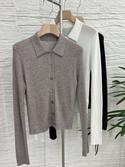 Polo Collar Knit Cardigan - Long Sleeve Button Down Sweater for Women 1 Polo Collar Knit Cardigan - Long Sleeve Button Down Sweater for Women