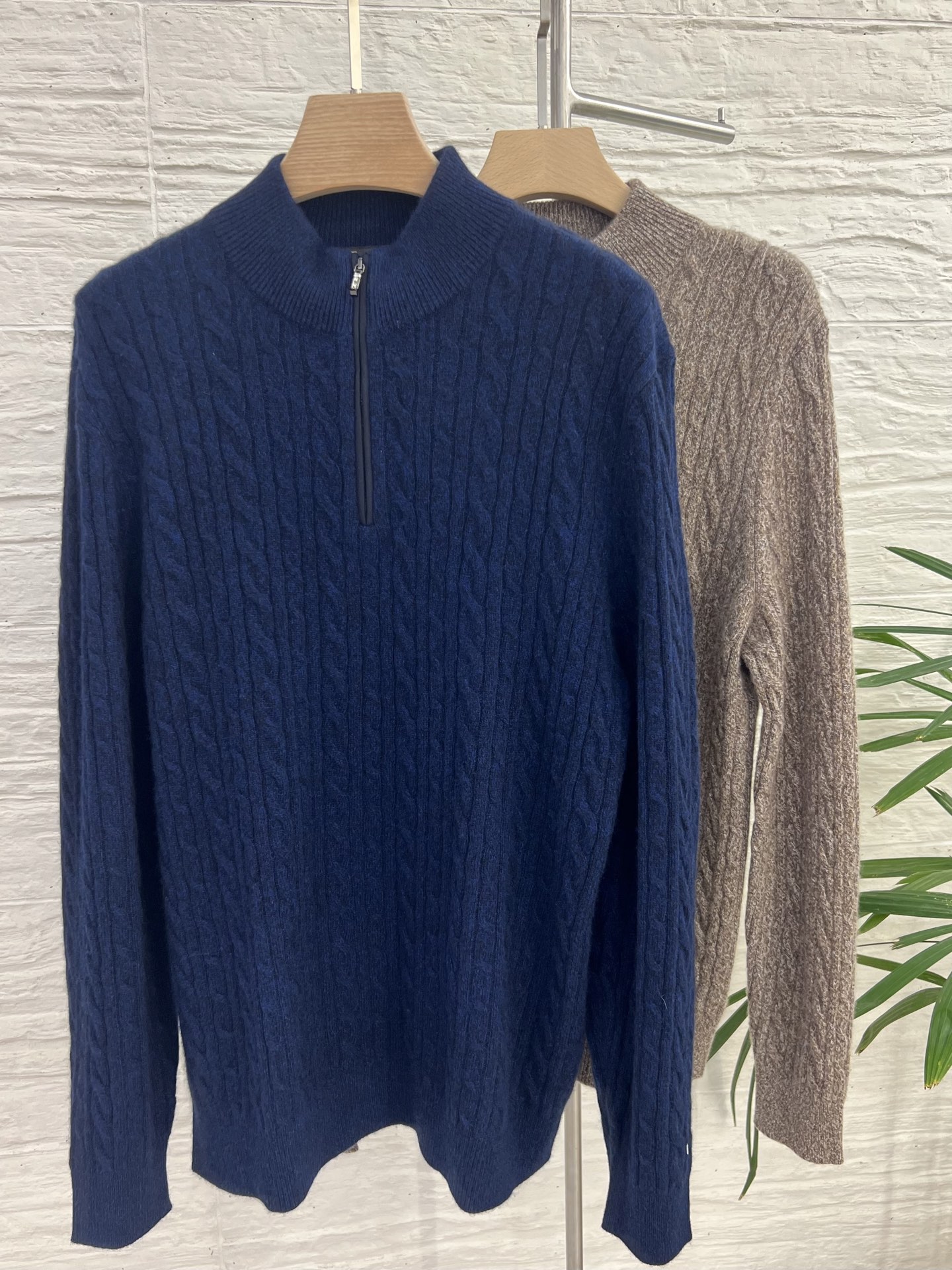 BC LP Jersey de Cachemira con Cremallera de Lana para Hombre, Nueva Colección