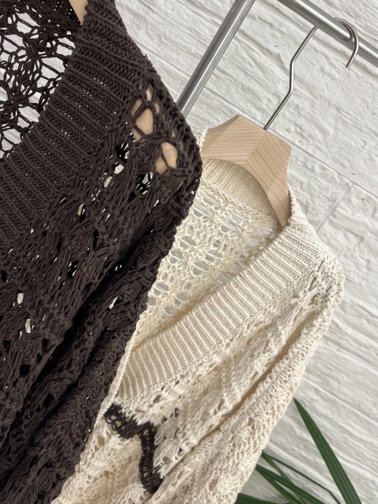 Women's Open Knit Cardigan - Cotton Linen Blend - Striped Detail 6 i1753072845434 2498 0 4