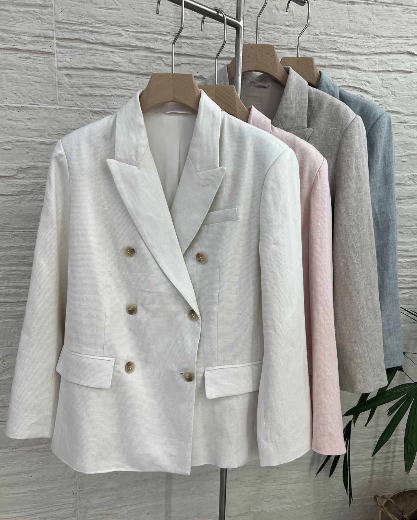 2025 Women's Linen Blend Blazer - Lightweight Comfort, Double Breasted Jacket 2 i1753414276566 7537 0 0
