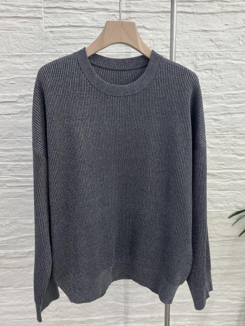Women's Gray Round Neck Knitted Sweater, Casual Long Sleeve Pullover Top 1 Women's Gray Round Neck Knitted Sweater, Casual Long Sleeve Pullover Top