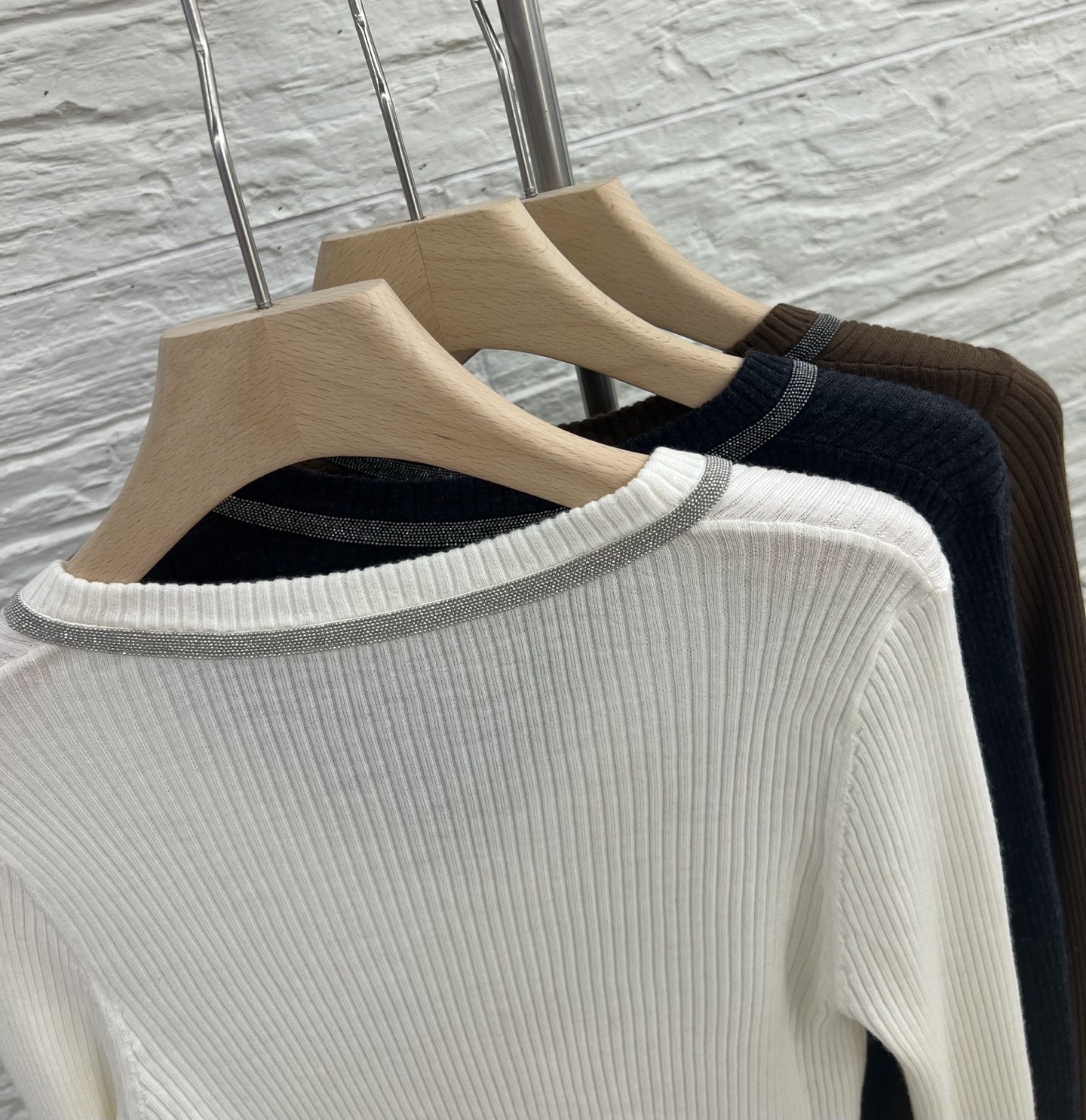 V-Neck Wool Blend Ribbed Knit Sweater for Women - Long Sleeve Pullover Top 9 i1753866470780 4020 0 6