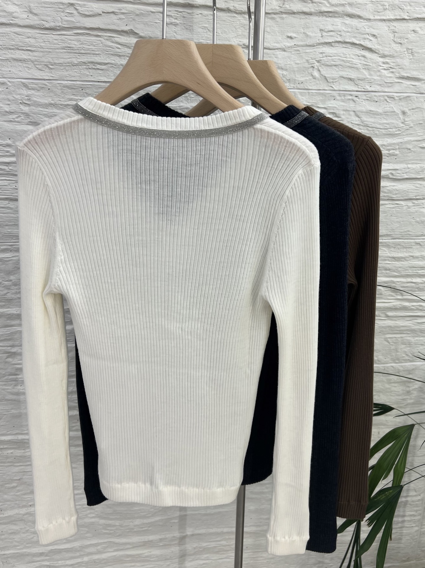 V-Neck Wool Blend Ribbed Knit Sweater for Women - Long Sleeve Pullover Top 8 i1753866470889 1637 0 5