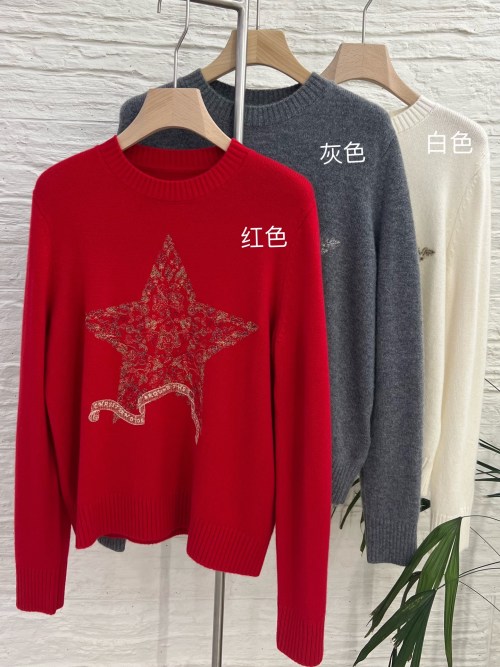 Women's CD Round Neck Cashmere Sweater, 2025 New Style, Various Colors 1 Women's CD Round Neck Cashmere Sweater, 2025 New Style, Various Colors