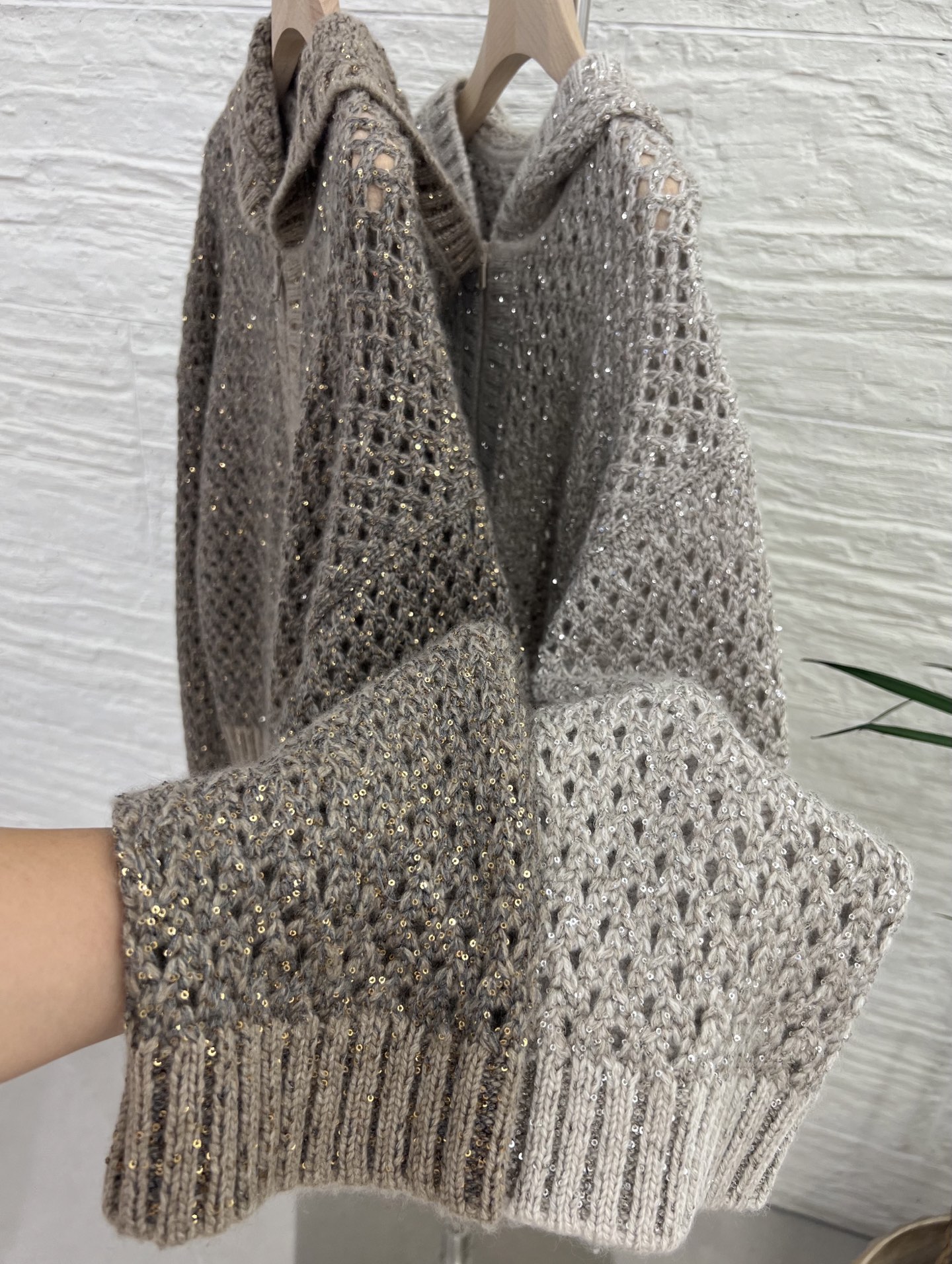Women's Hooded Sequin Cashmere Cardigan - Lightweight, Stylish, and Comfortable 8 i1754295162033 9162 0 6