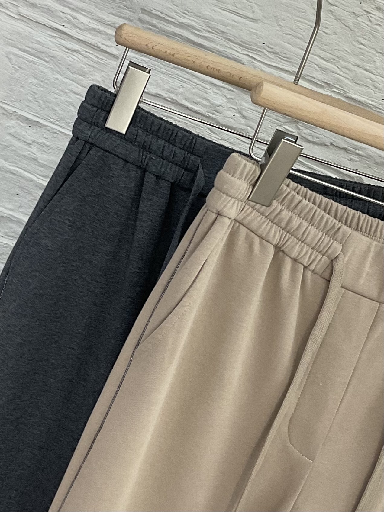 Women's Casual Straight-Leg Pants with Drawstring - Khaki & Charcoal Grey 6 i1755952113045 4021 0 4