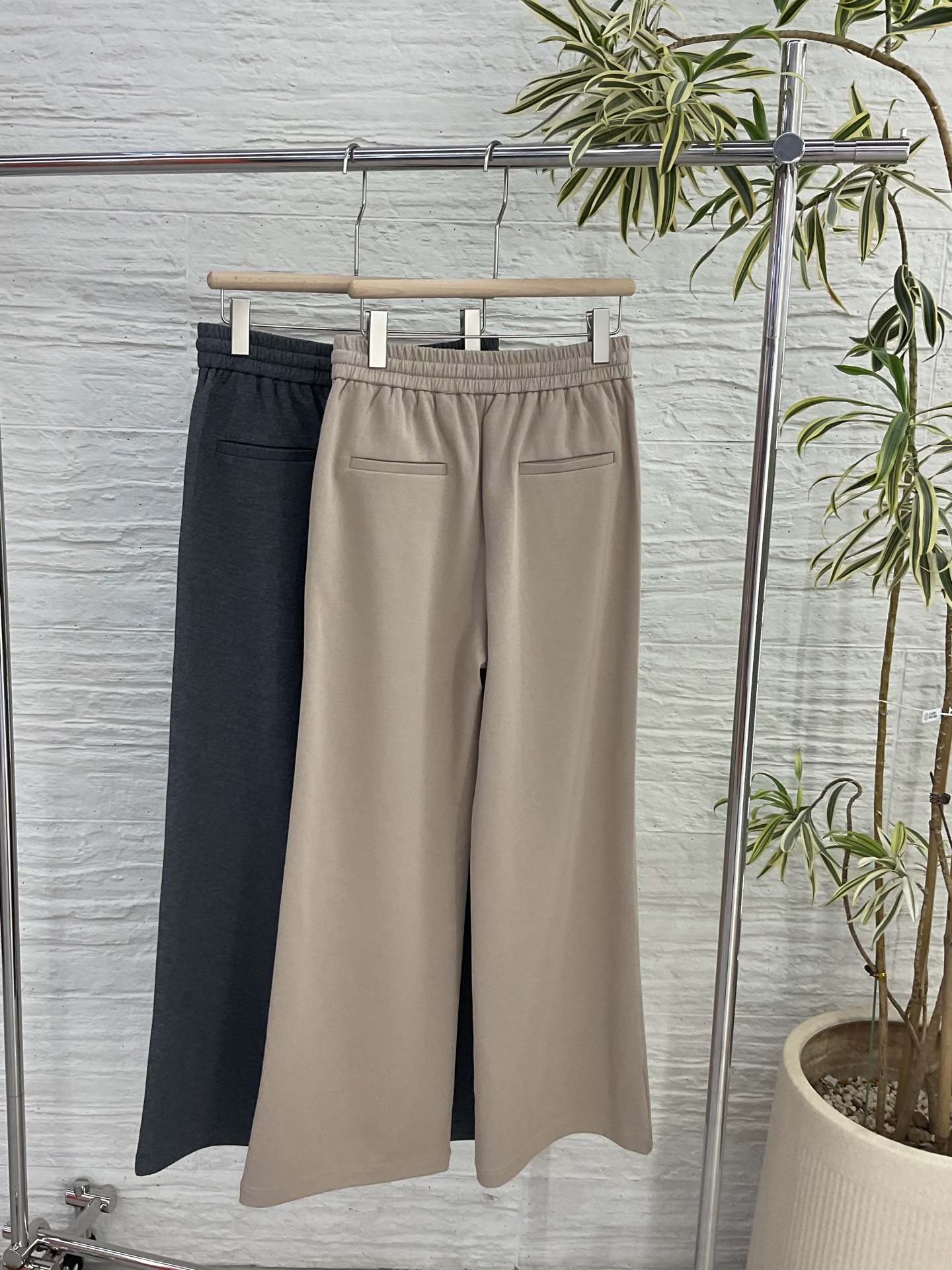 Women's Casual Straight-Leg Pants with Drawstring - Khaki & Charcoal Grey 5 i1755952116254 3076 0 3