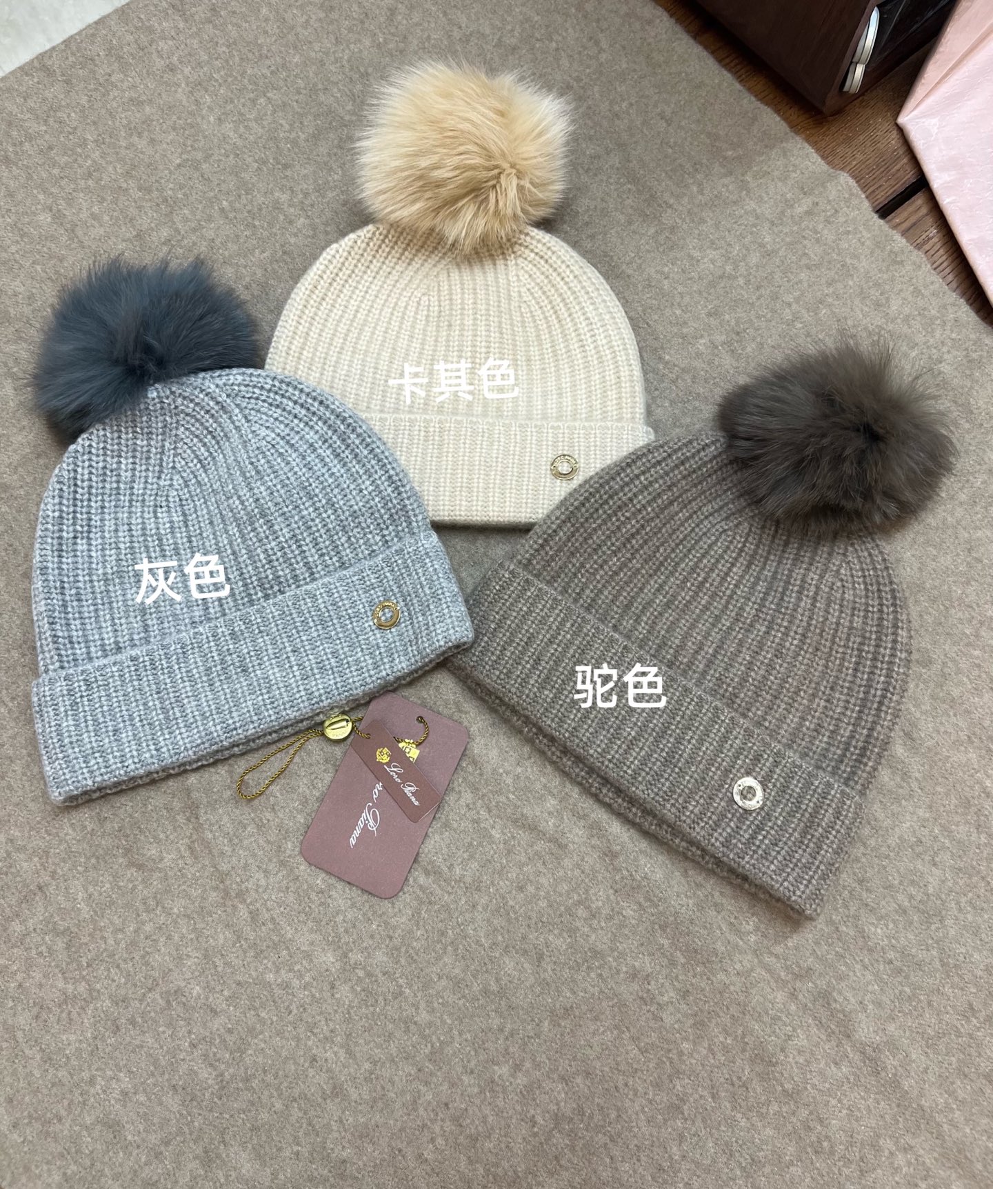 Cashmere Beanie Hat with Fur Pom Pom - Warm & Cozy Winter Hat 2 i1756445807494 7375 0 0